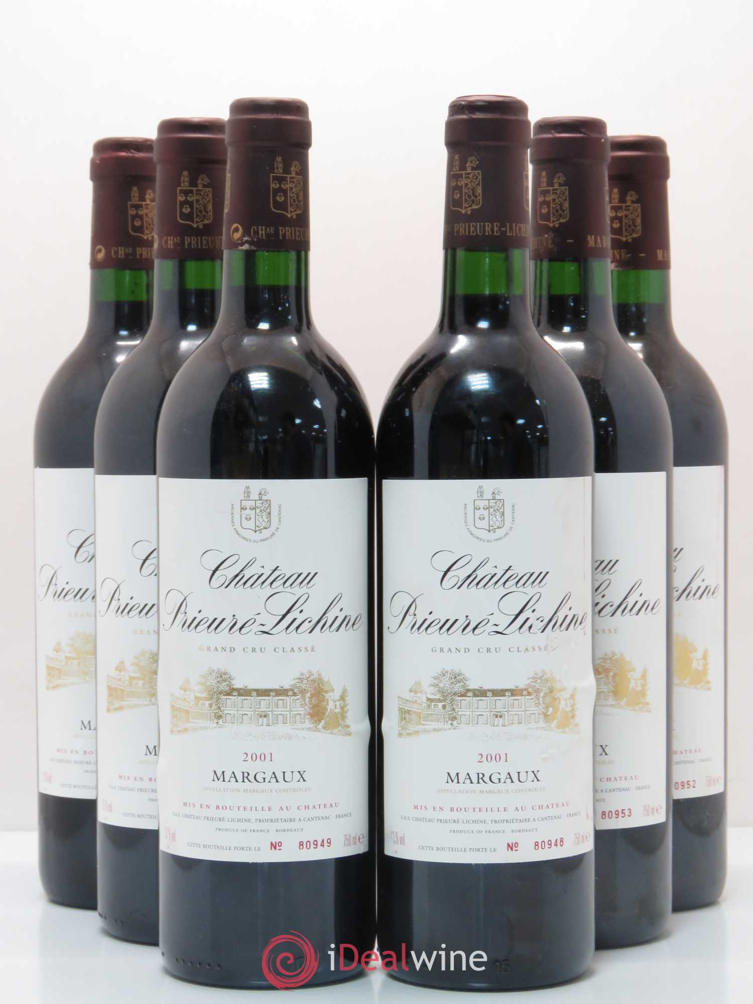 Château Prieuré Lichine 4ème Grand Cru Classé 2001 - Lot de 6 bouteilles - 0