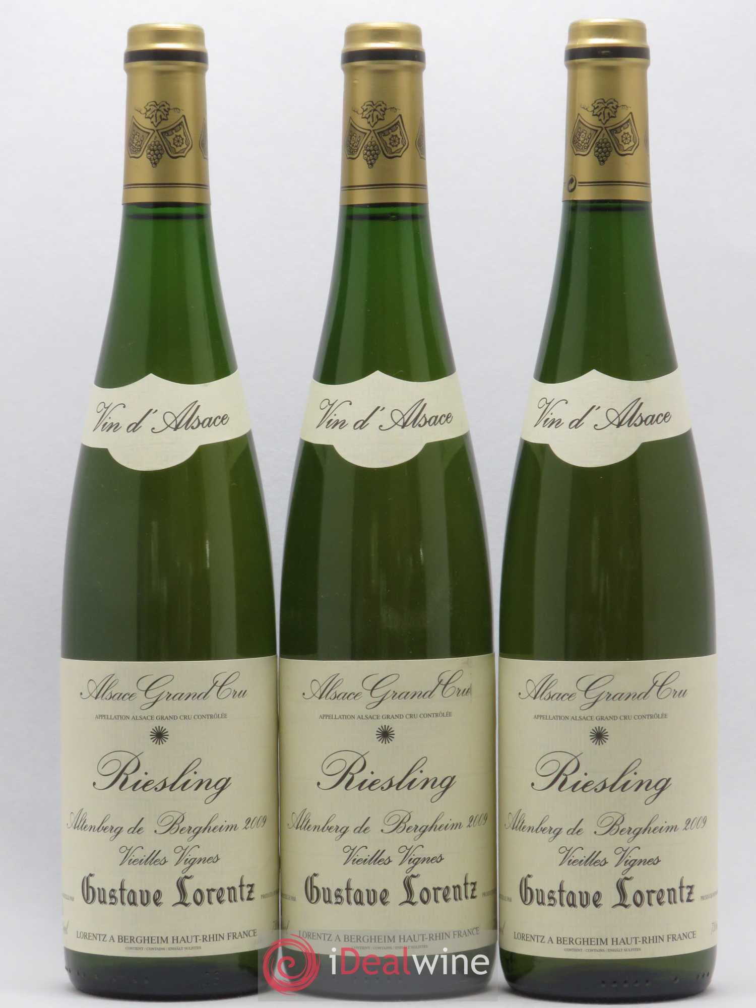 Riesling Grand Cru Altenberg de Bergheim Vieilles Vignes Gustave Lorentz 2009 - Lot de 3 bouteilles - 0