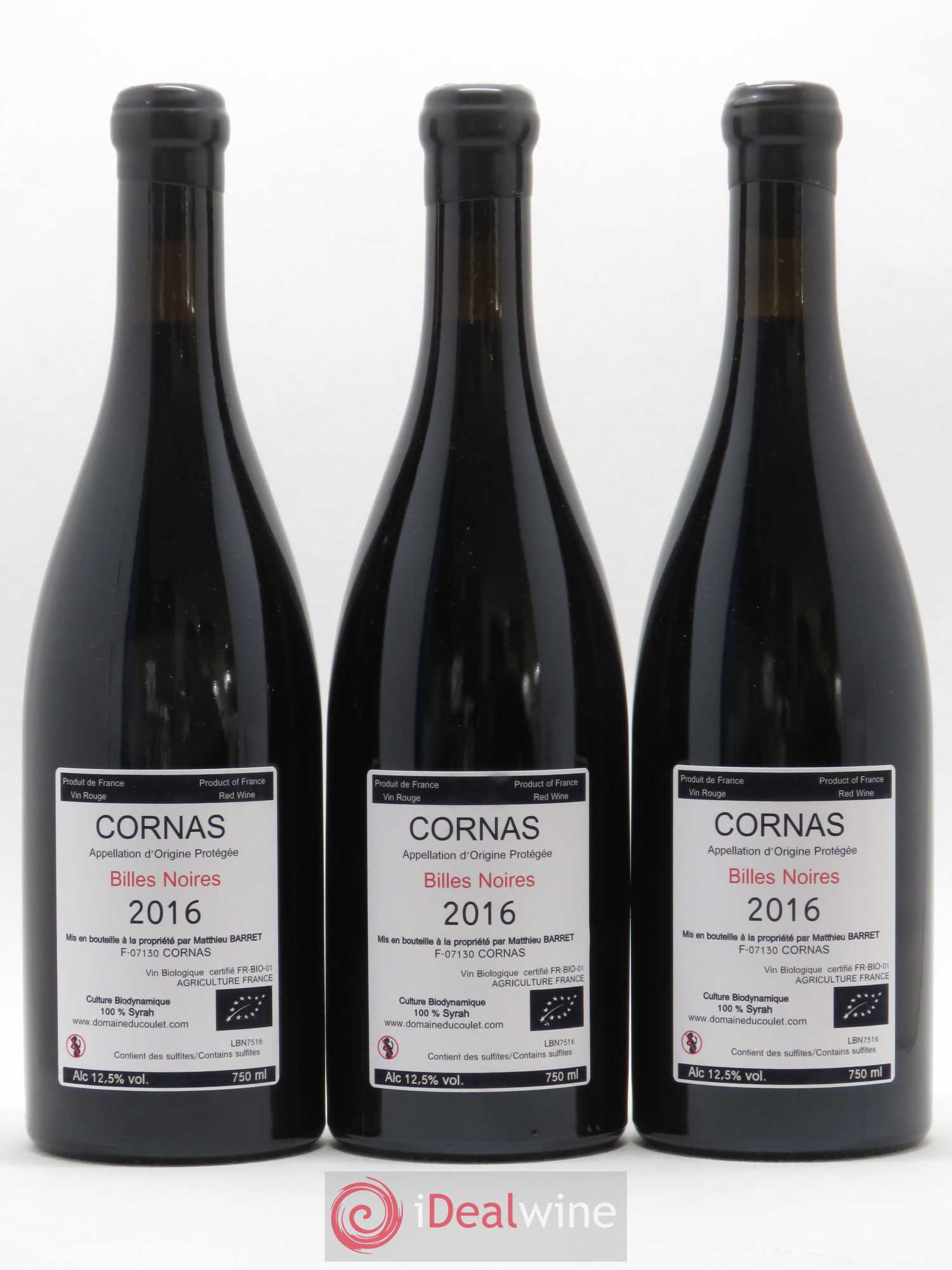 Cornas Billes Noires Coulet (Domaine du) - Matthieu Barret 2016 - Lot de 3 bouteilles - 1