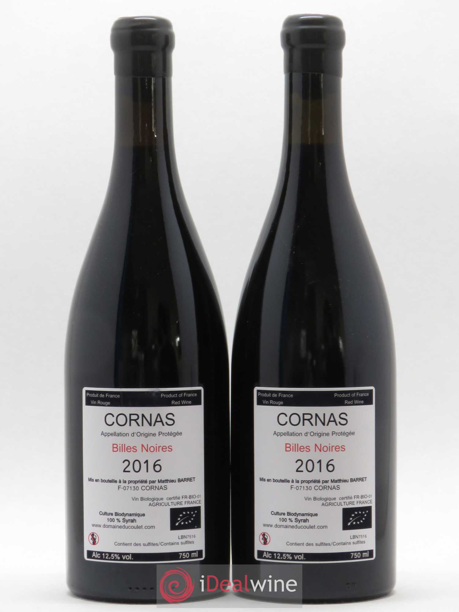 Cornas Billes Noires Coulet (Domaine du) - Matthieu Barret 2016 - Lot de 2 bouteilles - 1