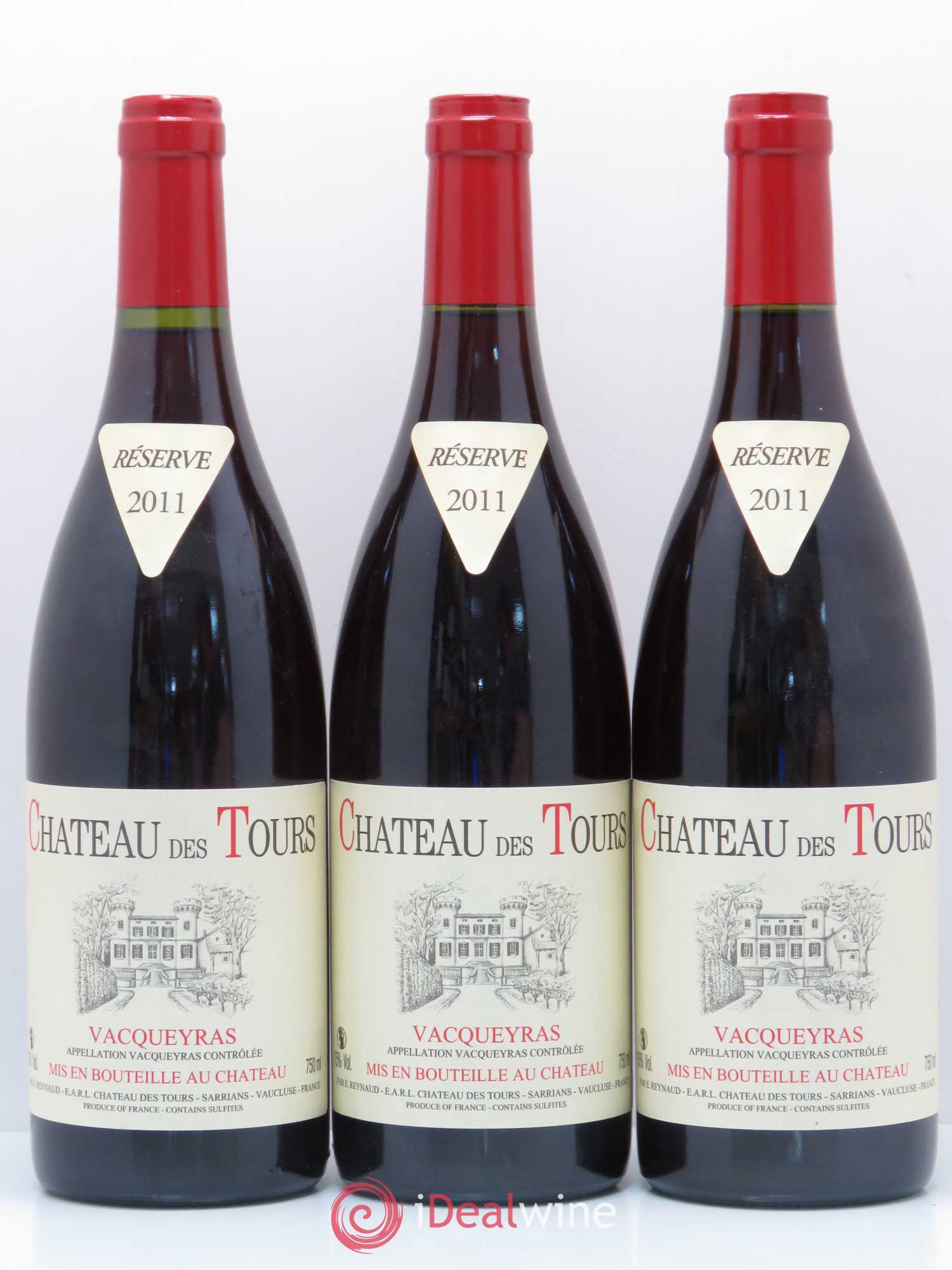 Vacqueyras Château des Tours Emmanuel Reynaud 2011 - Lot de 3 bouteilles - 0