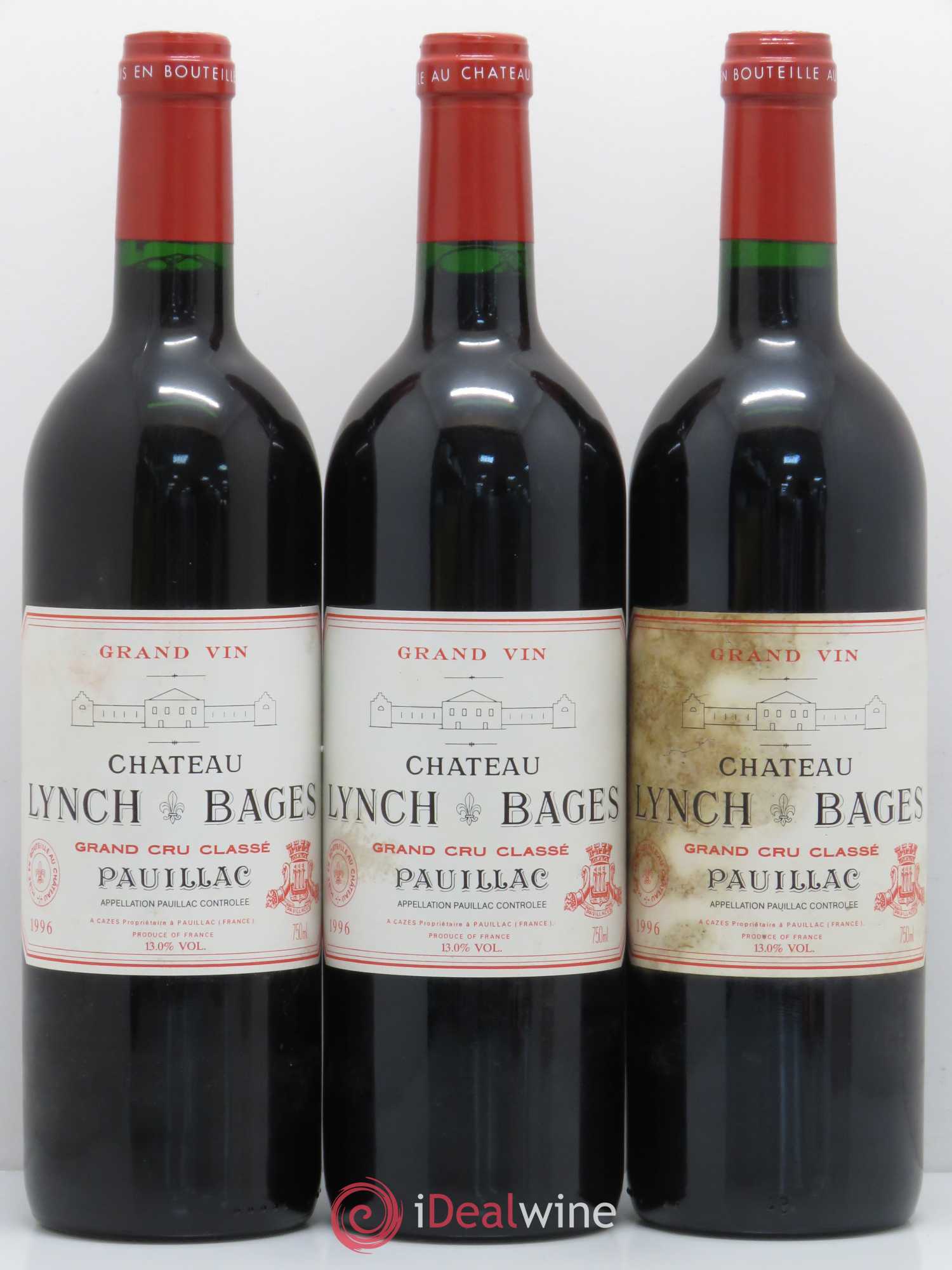 Château Lynch Bages 5ème Grand Cru Classé 1996 - Lot de 3 bouteilles - 0