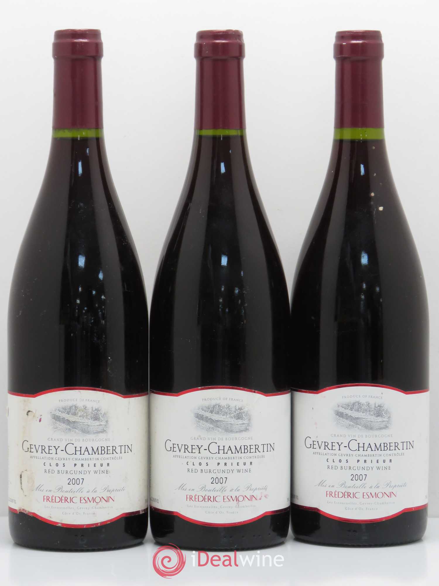 Gevrey-Chambertin Clos Prieur - Frederic Esmonin 2007 - Posten von 3 Flaschen - 0
