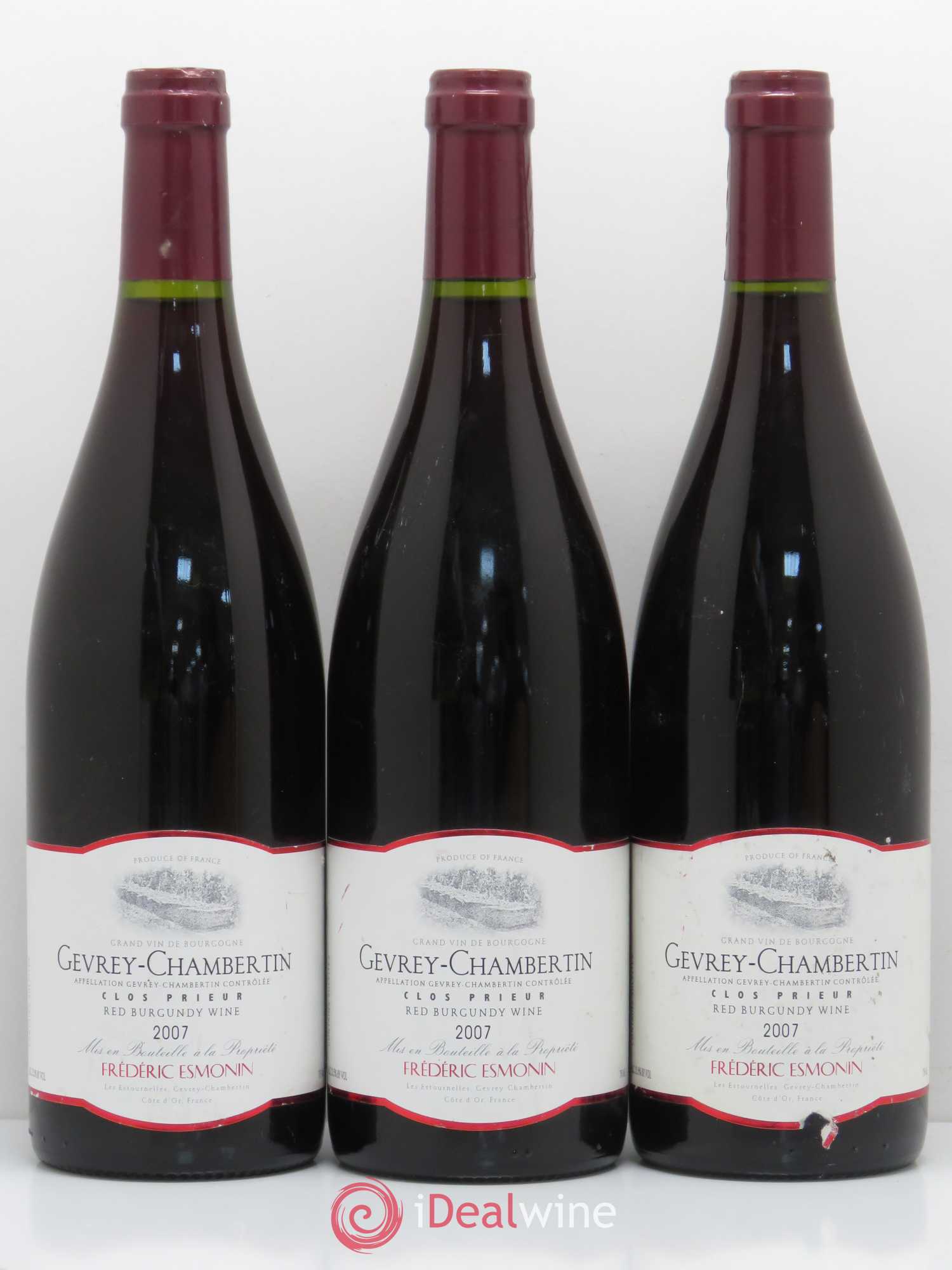 Gevrey-Chambertin Clos Prieur - Frederic Esmonin 2007 - Posten von 3 Flaschen - 0