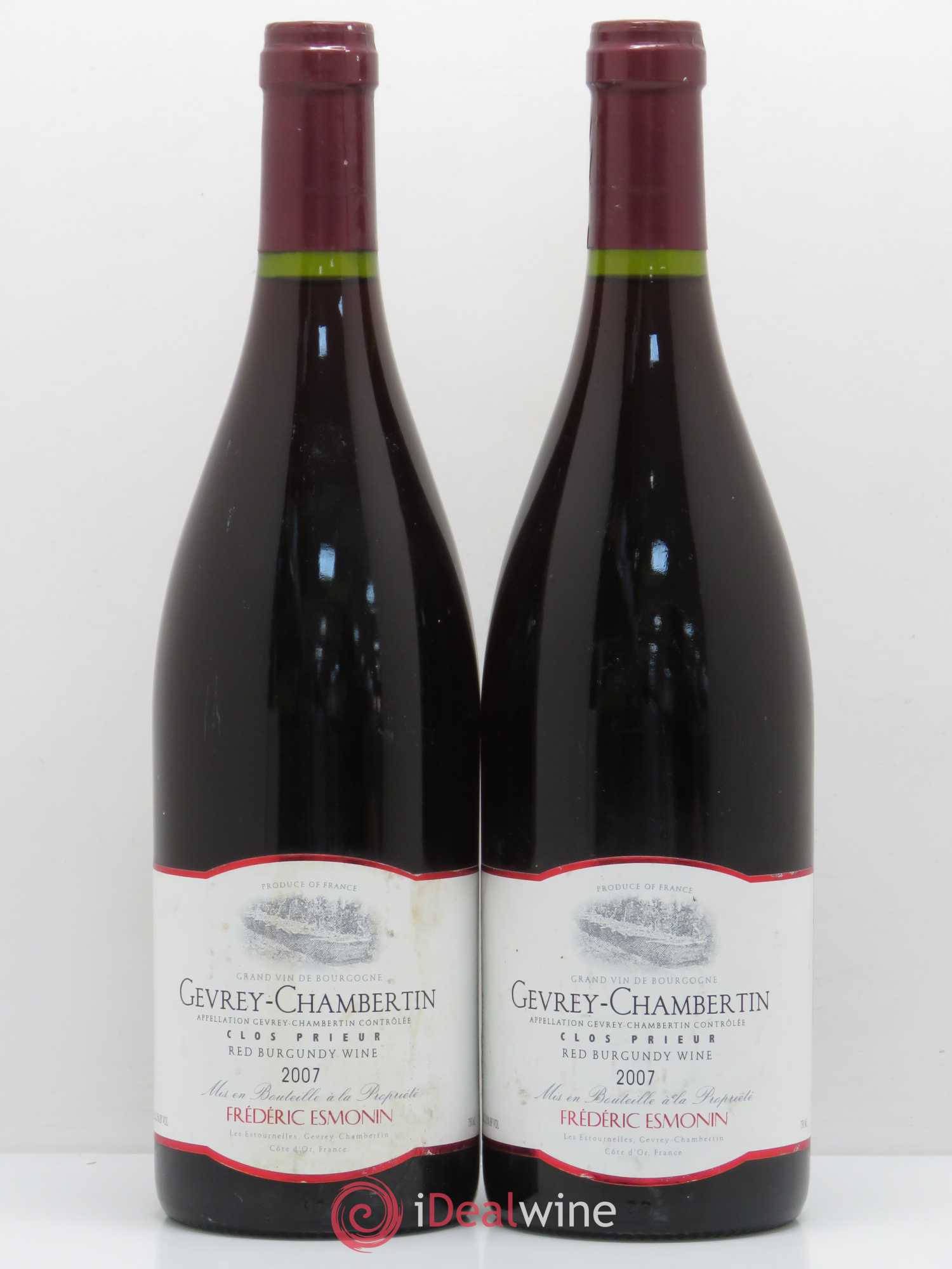 Gevrey-Chambertin Clos Prieur - Frederic Esmonin (sans prix de réserve) 2007 - Posten von 2 Flaschen - 0