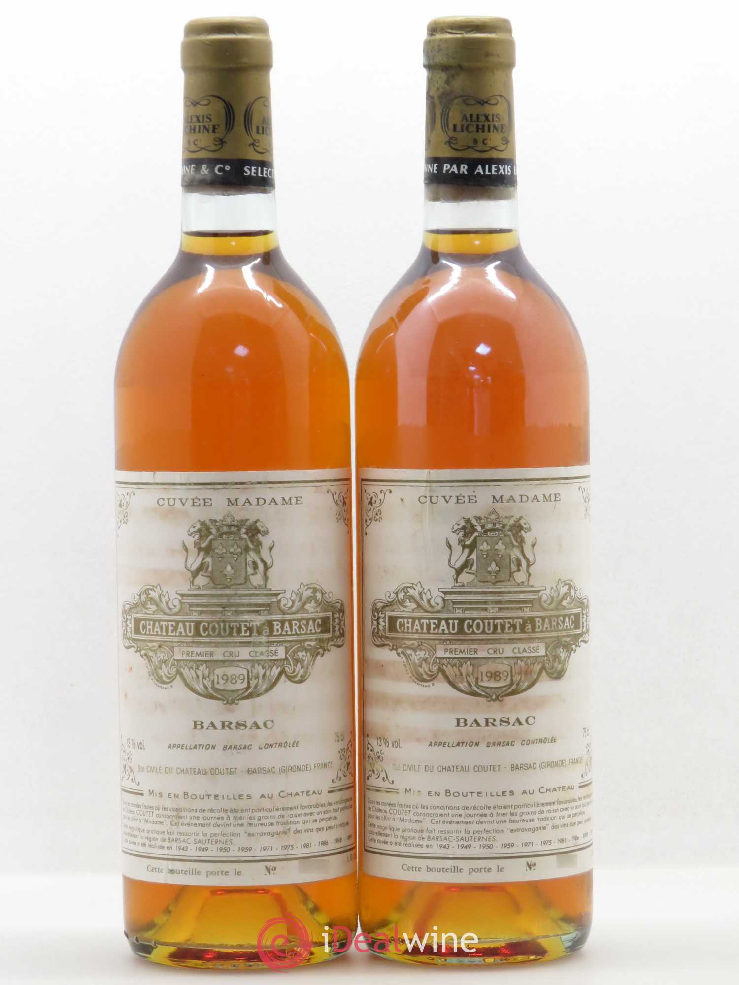 Château Coutet - Cuvée Madame 1er Grand Cru Classé 1989 - Lotto di 2 bottiglie - 0