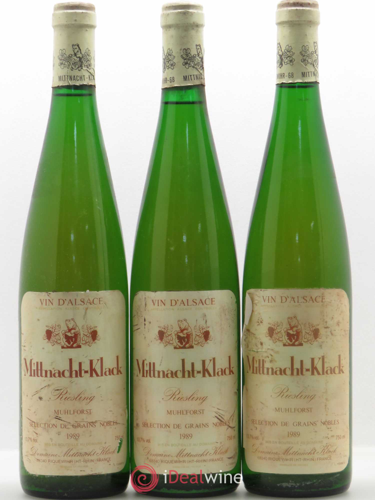 Riesling Sélection de Grains Nobles Muhlforst Mittnacht-Klack 1989 - Lotto di 3 bottiglie - 0