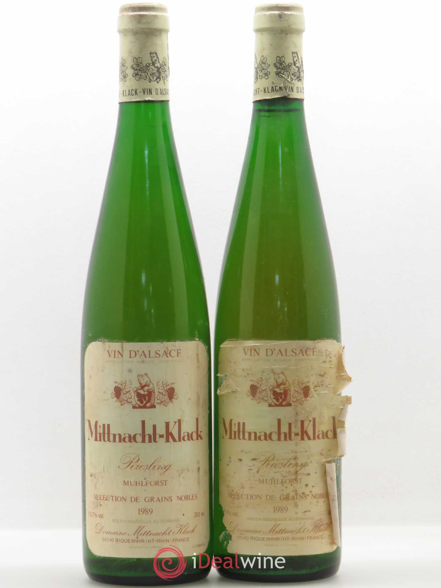 Riesling Sélection de Grains Nobles Muhlforst Mittnacht-Klack 1989 - Posten von 2 Flaschen - 0
