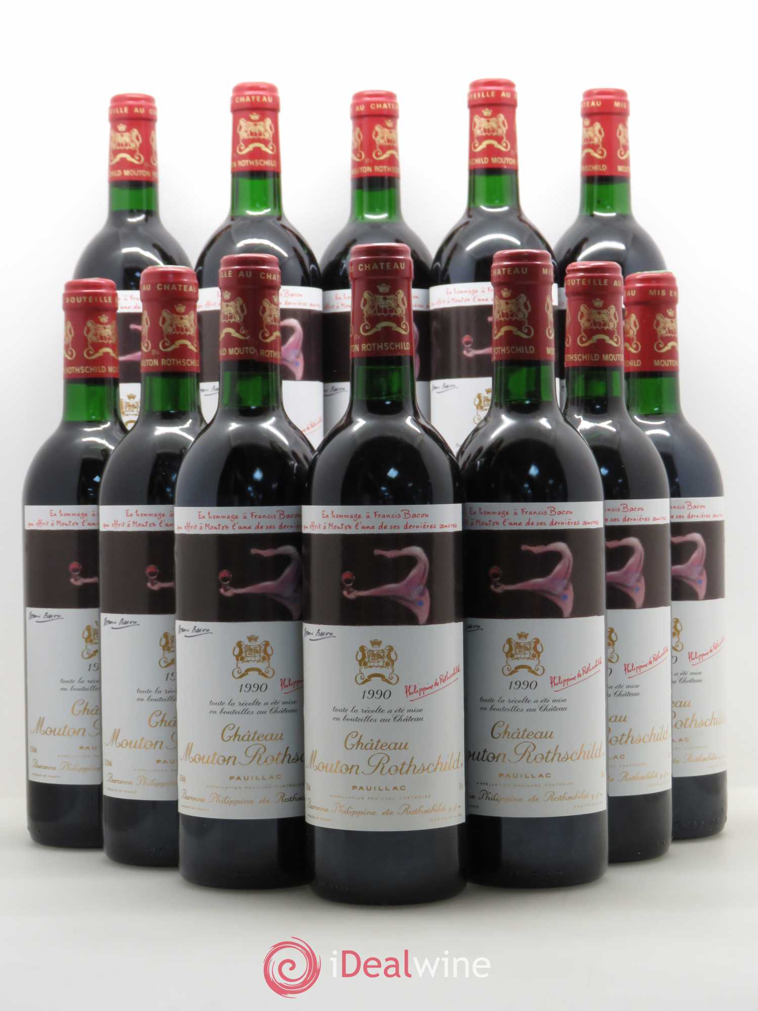Château Mouton Rothschild 1er Grand Cru Classé 1990 - Lot de 12 bouteilles - 0