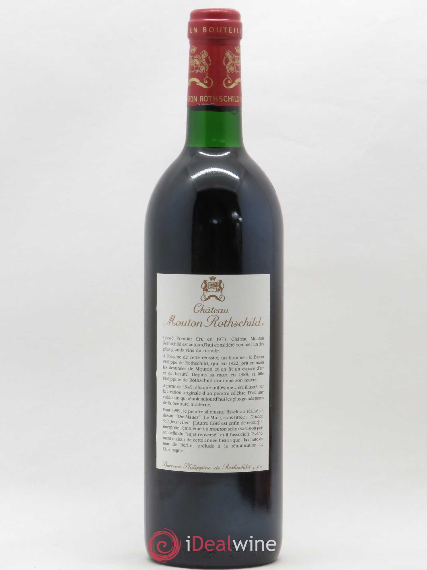 Château Mouton Rothschild 1er Grand Cru Classé 1989 - Lot de 1 bouteille - 1