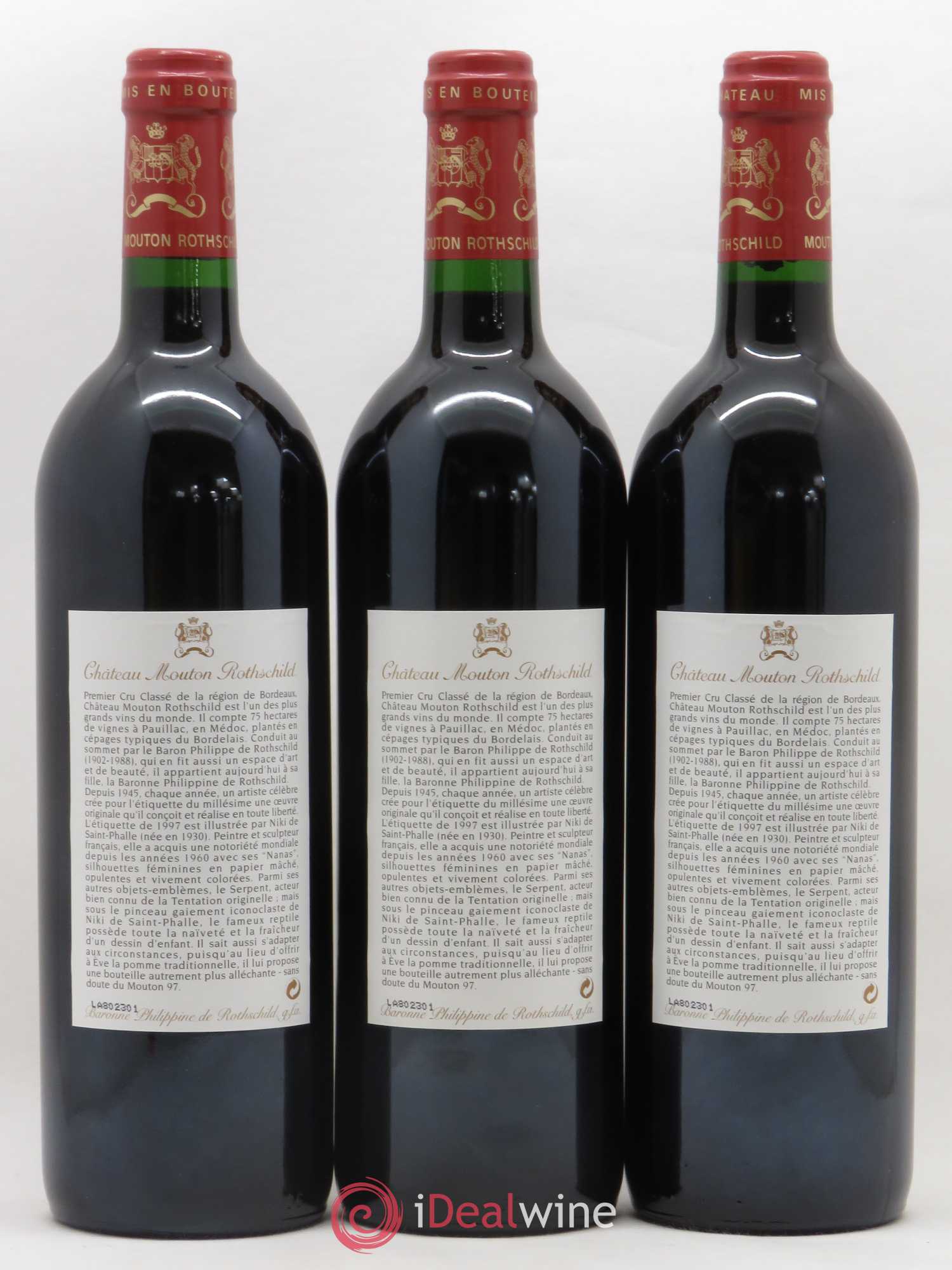 Château Mouton Rothschild 1er Grand Cru Classé 1997 - Lot de 3 bouteilles - 1