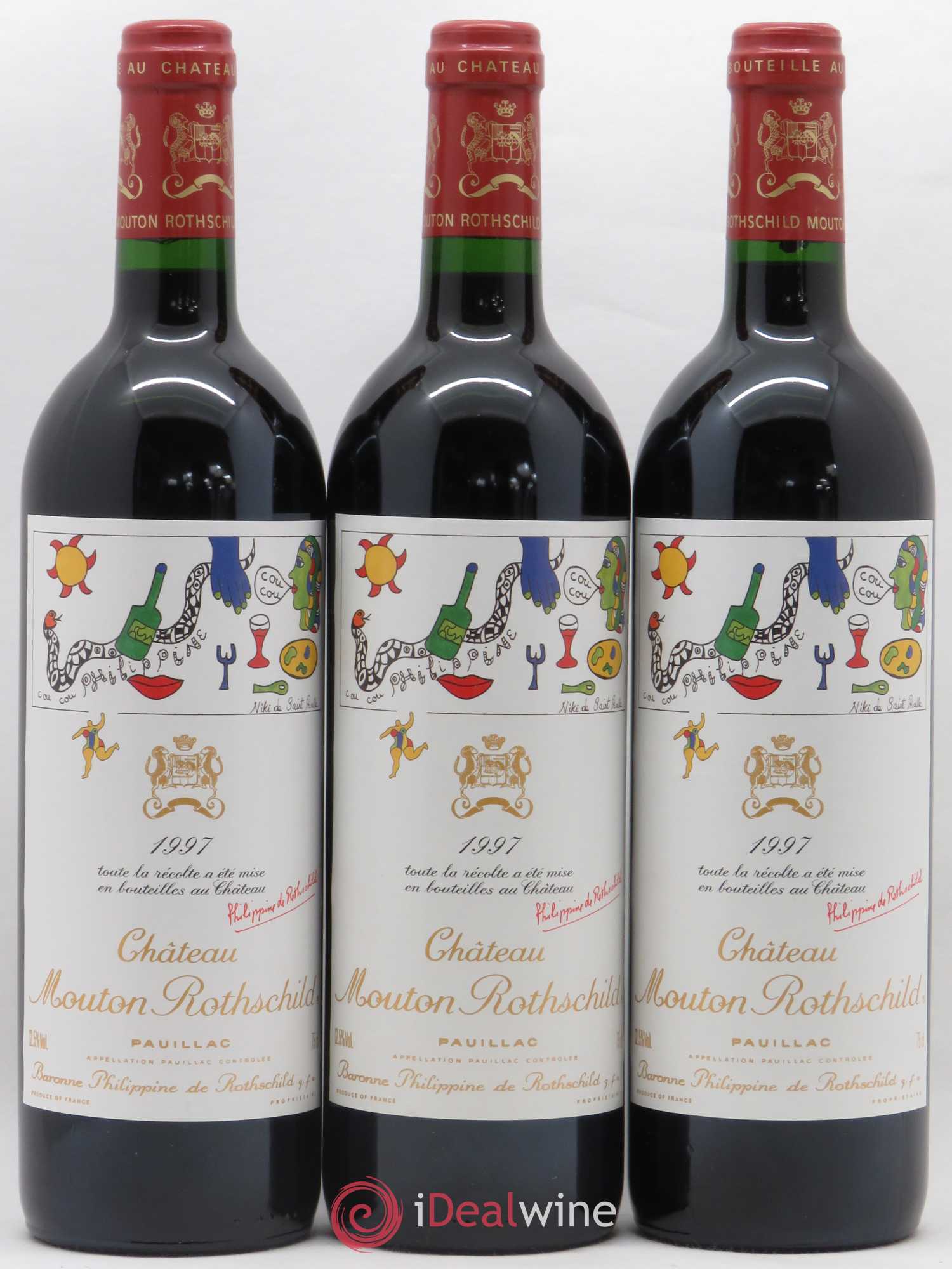 Château Mouton Rothschild 1er Grand Cru Classé 1997 - Lot de 3 bouteilles - 0