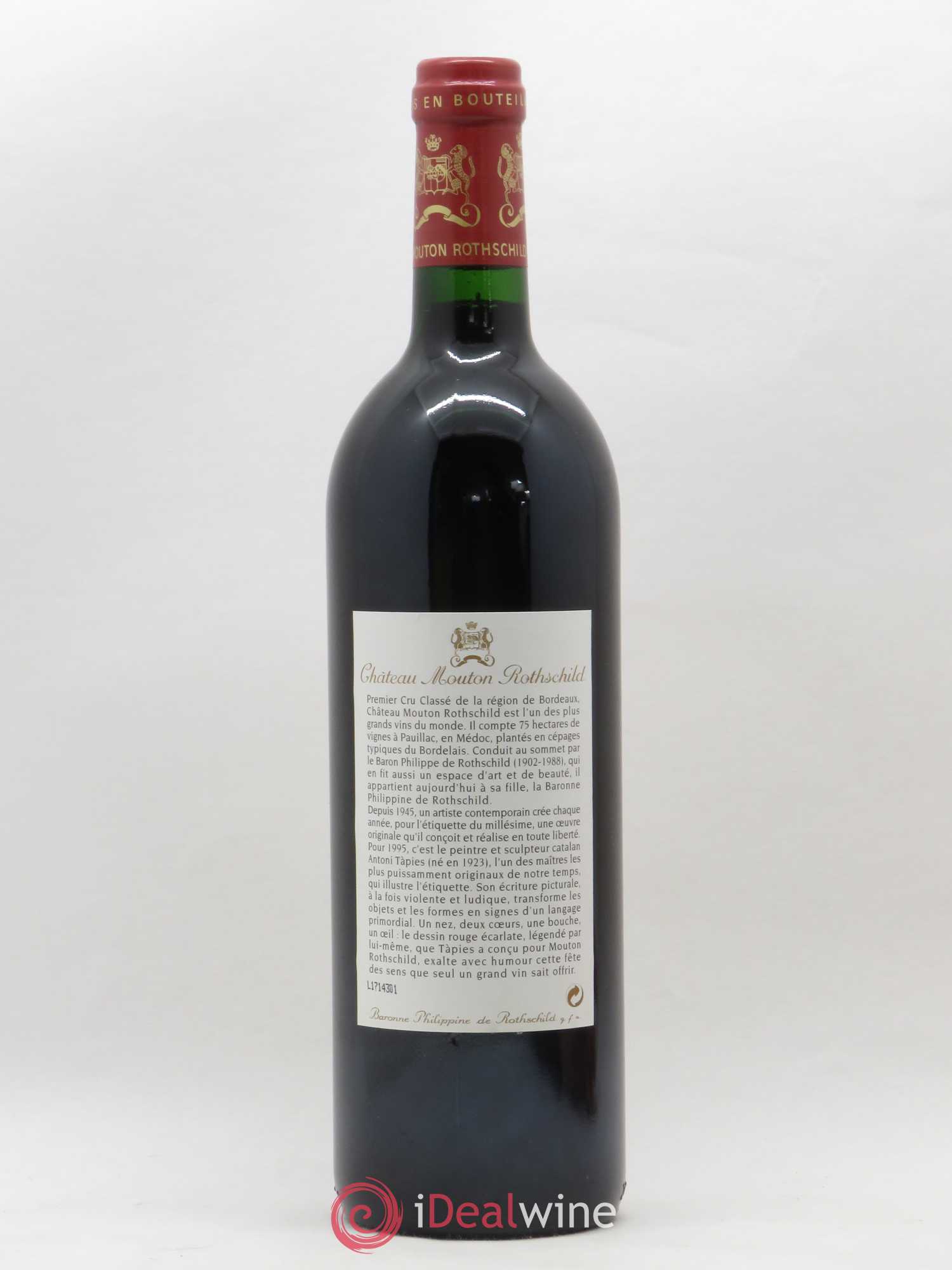 Château Mouton Rothschild 1er Grand Cru Classé 1995 - Lot de 1 bouteille - 1