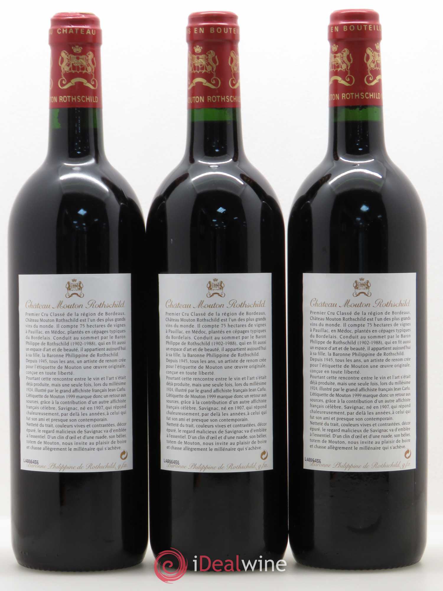 Château Mouton Rothschild 1er Grand Cru Classé 1999 - Lot de 6 bouteilles - 2