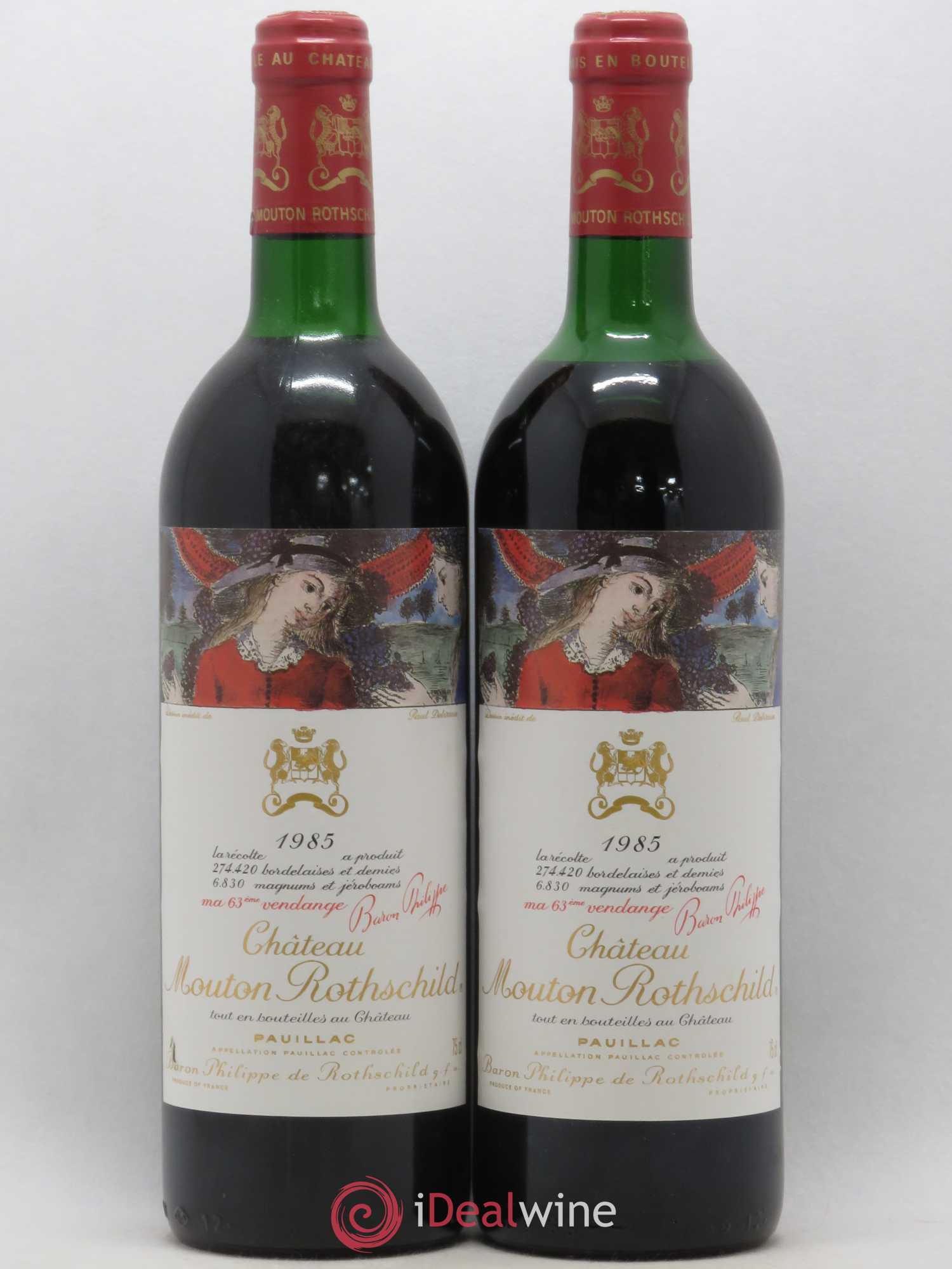 Château Mouton Rothschild 1er Grand Cru Classé 1985 - Lot de 2 bouteilles - 0