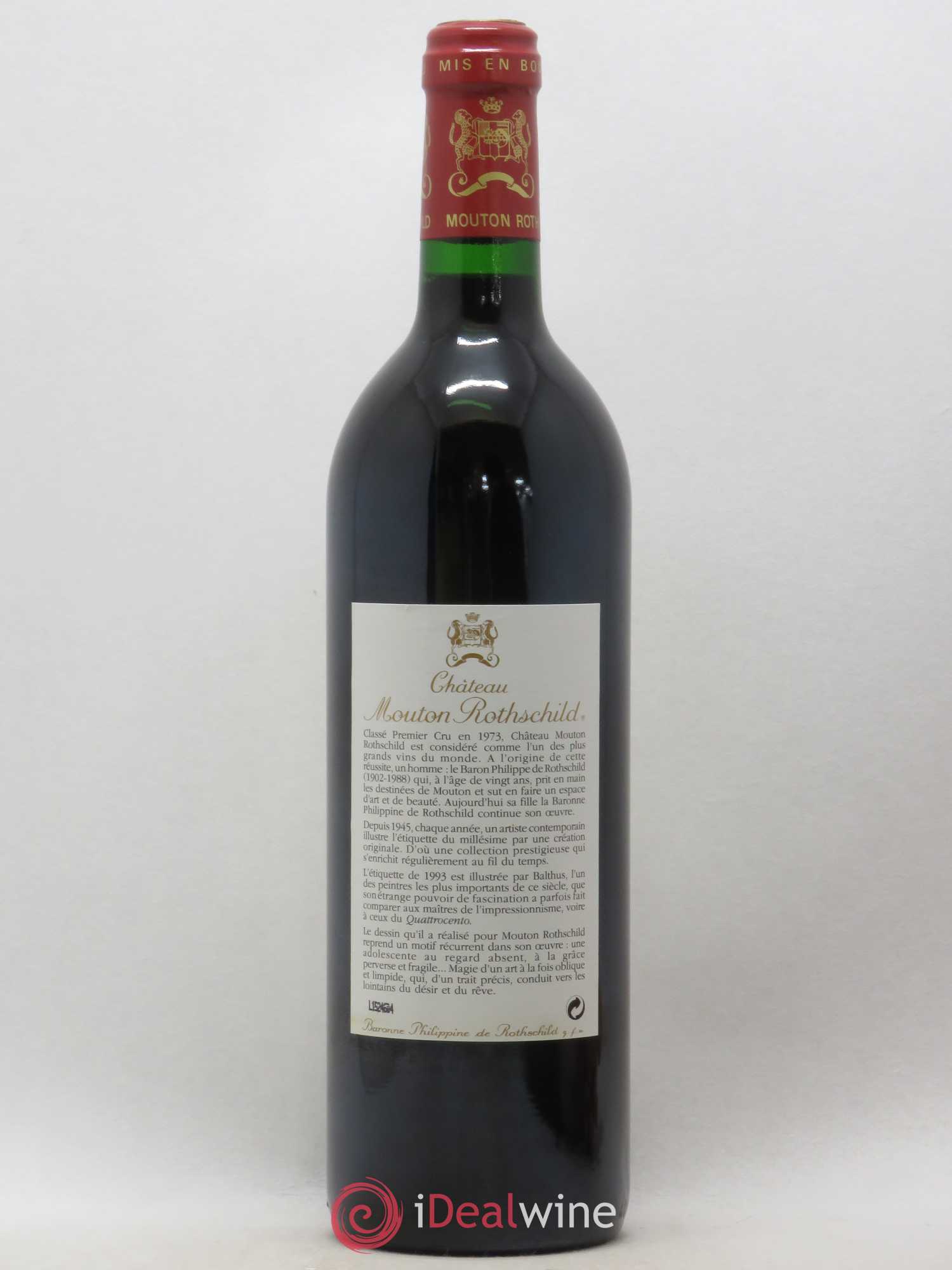 Château Mouton Rothschild 1er Grand Cru Classé 1993 - Lot de 1 bouteille - 1