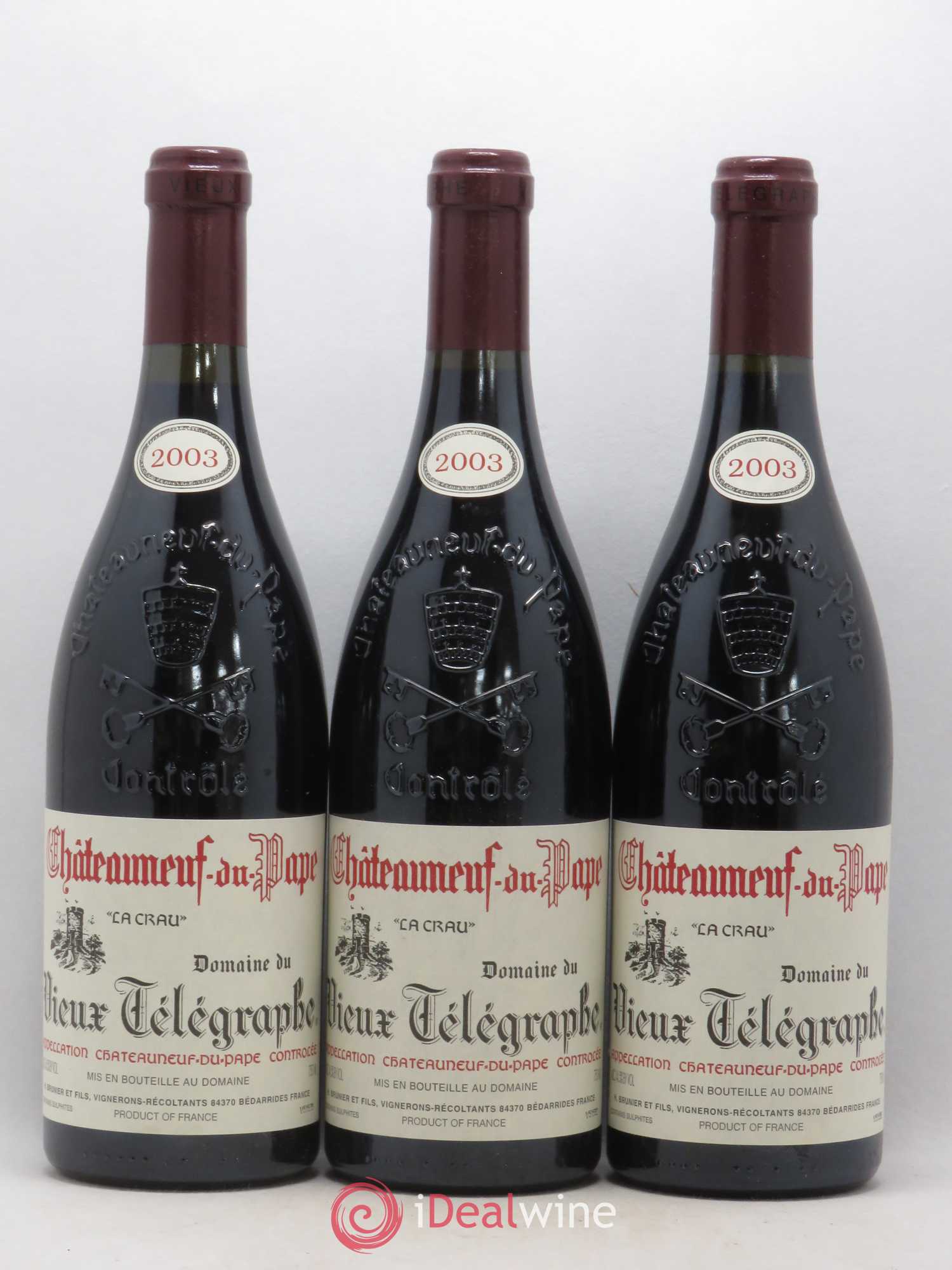Châteauneuf-du-Pape Vieux Télégraphe (Domaine du) Vignobles Brunier 2003 - Lot de 6 bouteilles - 1