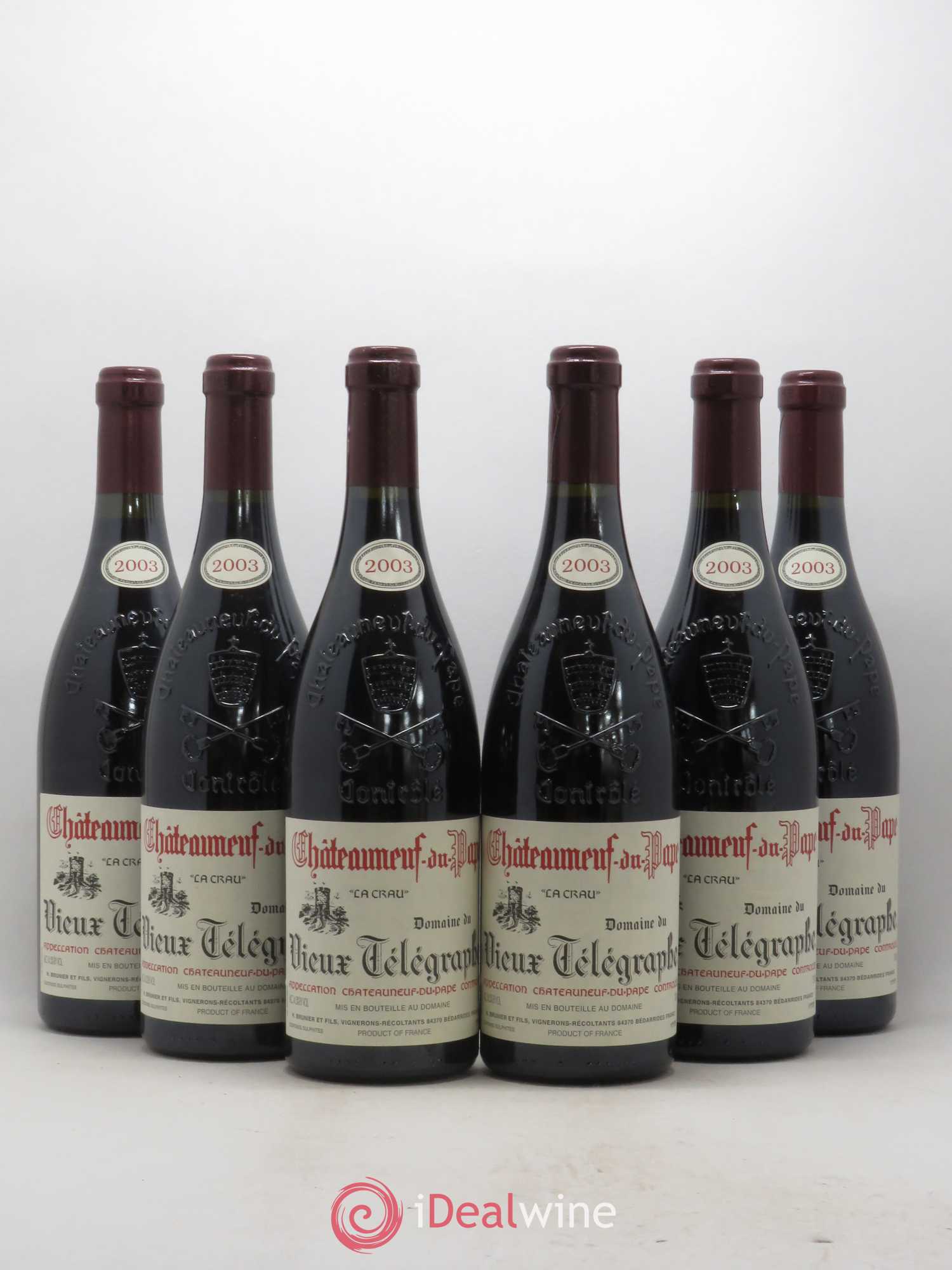 Châteauneuf-du-Pape Vieux Télégraphe (Domaine du) Vignobles Brunier 2003 - Lot de 6 bouteilles - 0