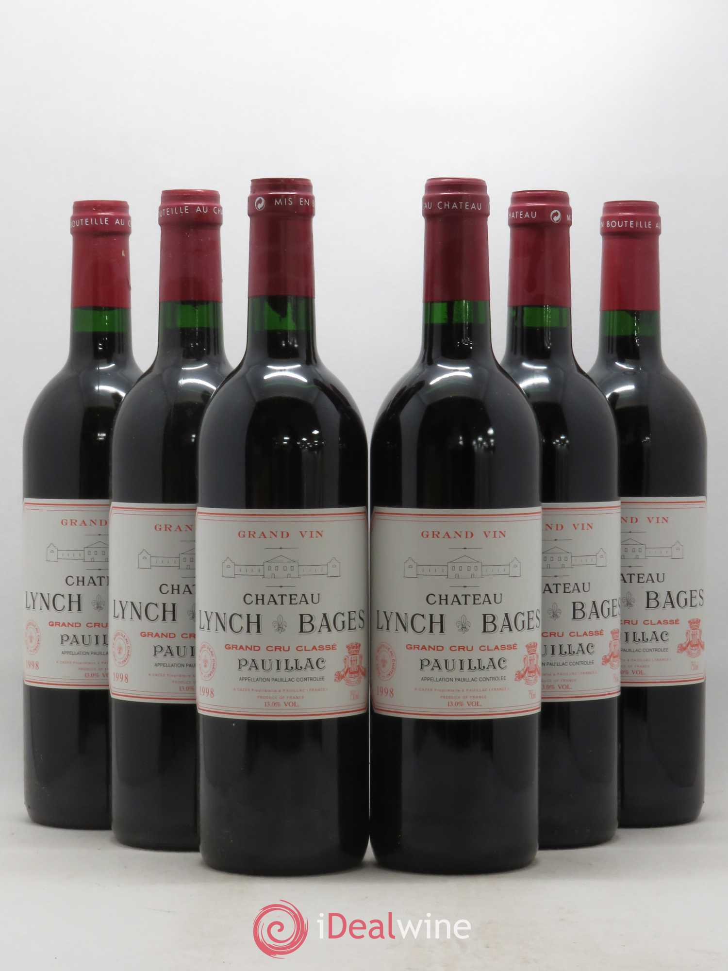 Château Lynch Bages 5ème Grand Cru Classé 1998 - Lot de 6 bouteilles - 0