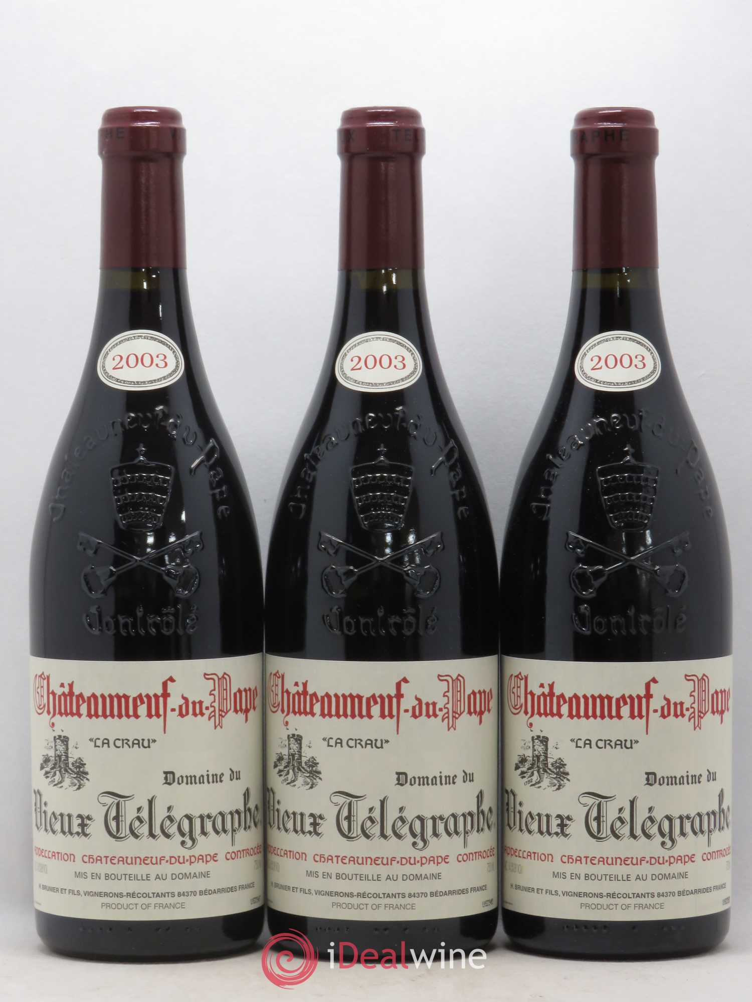 Châteauneuf-du-Pape Vieux Télégraphe (Domaine du) Vignobles Brunier 2003 - Lot de 6 bouteilles - 1