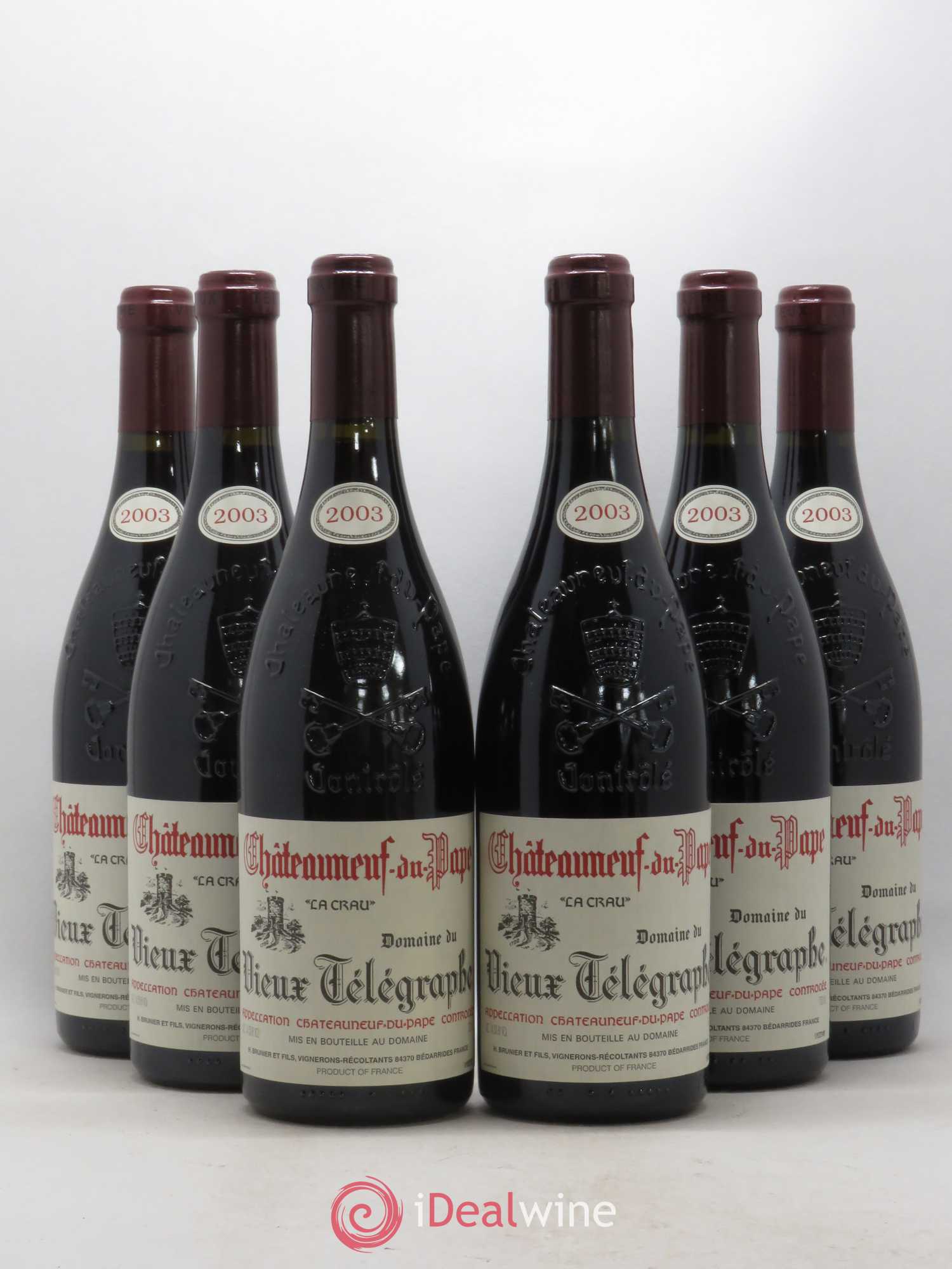 Châteauneuf-du-Pape Vieux Télégraphe (Domaine du) Vignobles Brunier 2003 - Lot de 6 bouteilles - 0