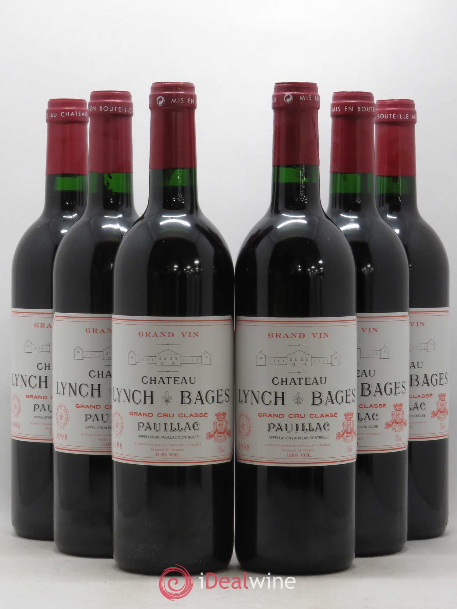 Château Lynch Bages 5ème Grand Cru Classé 1998 - Lot de 6 bouteilles - 0
