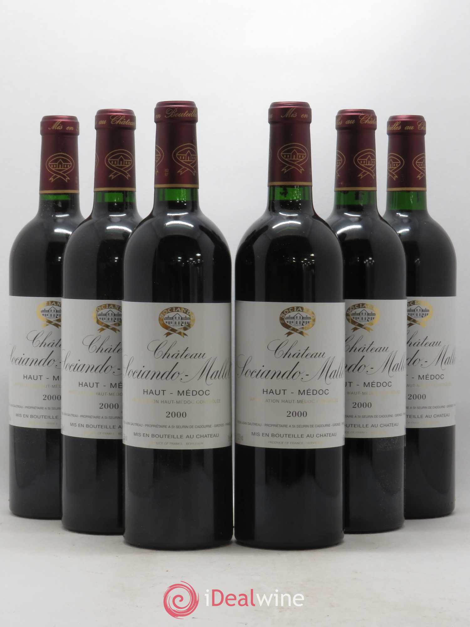 Château Sociando Mallet 2000 - Lot de 6 bouteilles - 0
