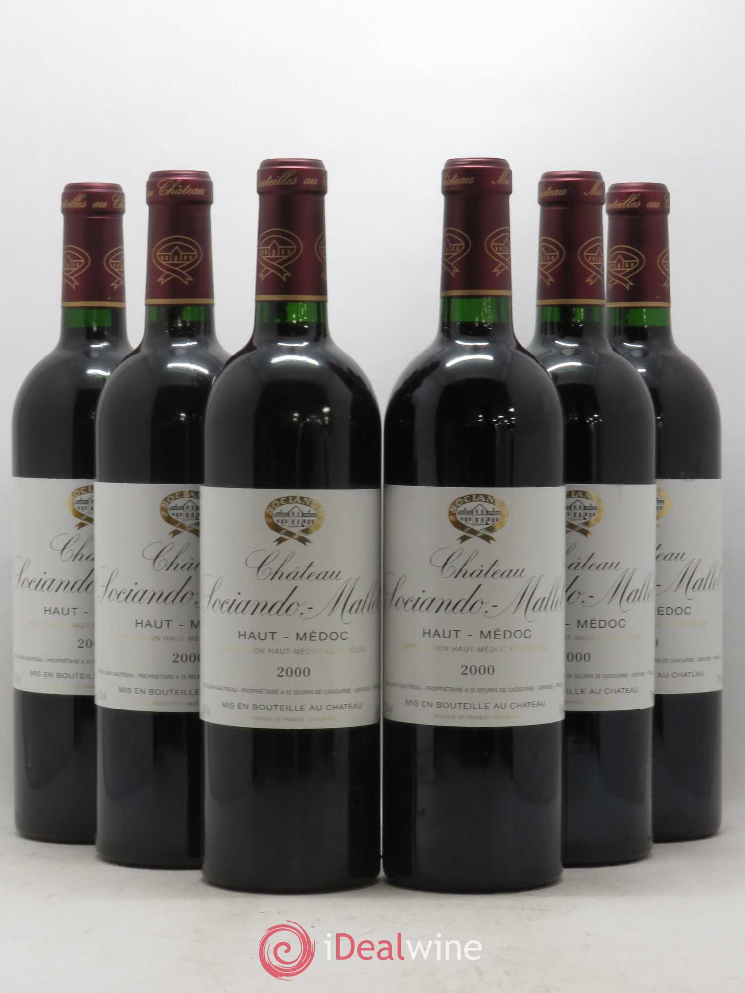 Château Sociando Mallet 2000 - Lot de 6 bouteilles - 0