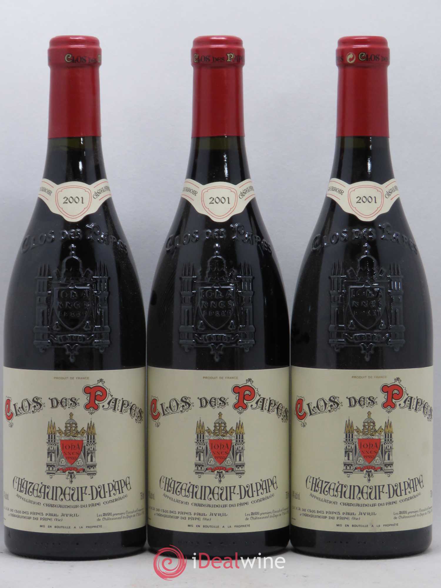 Châteauneuf-du-Pape Clos des Papes - Paul Avril 2001 - Lot de 3 bouteilles - 0