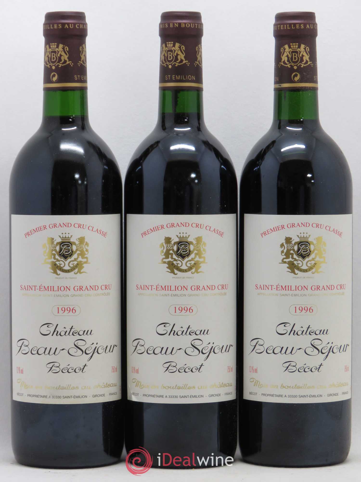 Château Beau-Séjour Bécot 1er Grand Cru Classé B 1996 - Lot de 12 bouteilles - 1