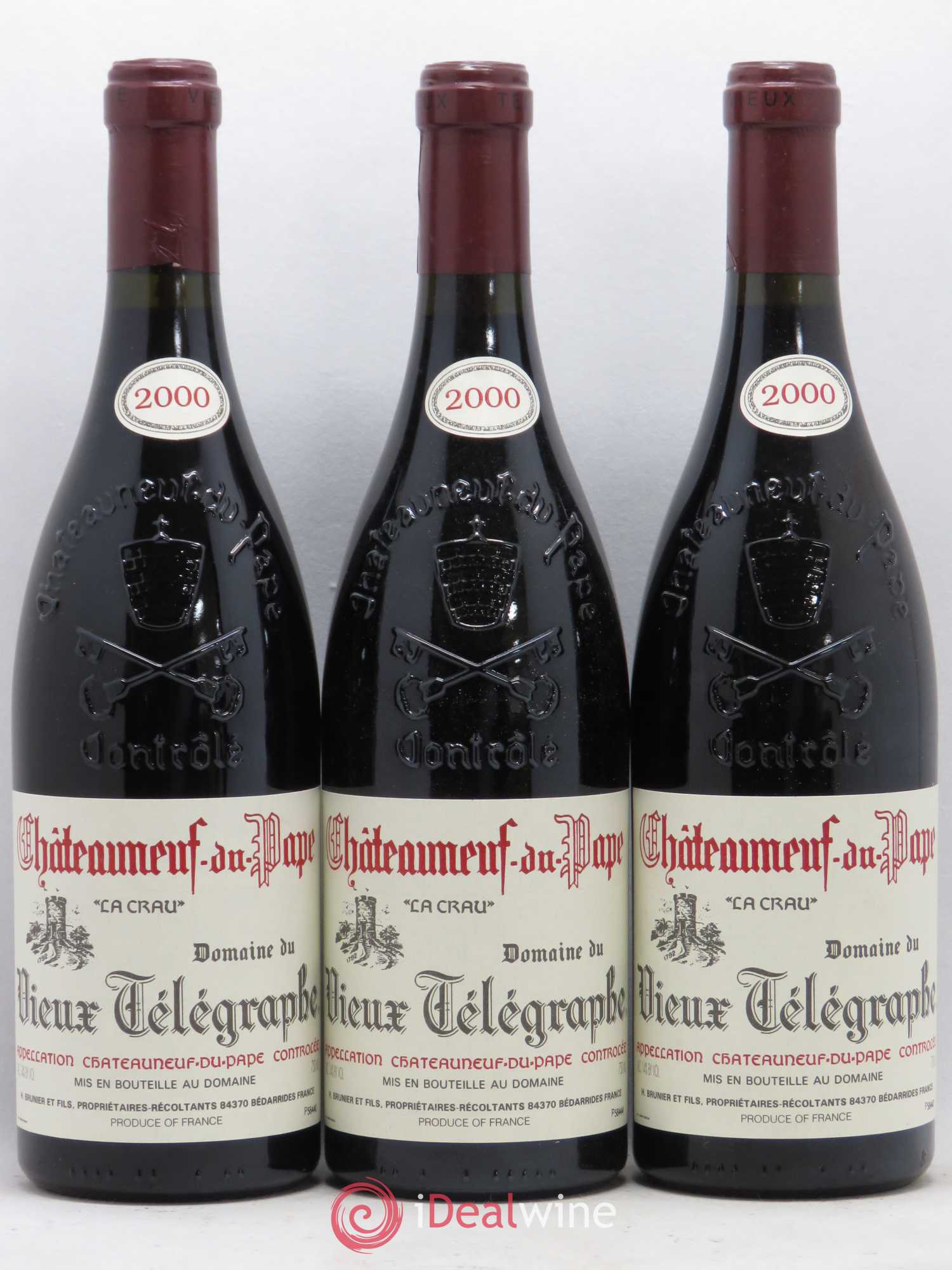 Châteauneuf-du-Pape Vieux Télégraphe (Domaine du) Vignobles Brunier 2000 - Lot de 12 bouteilles - 1