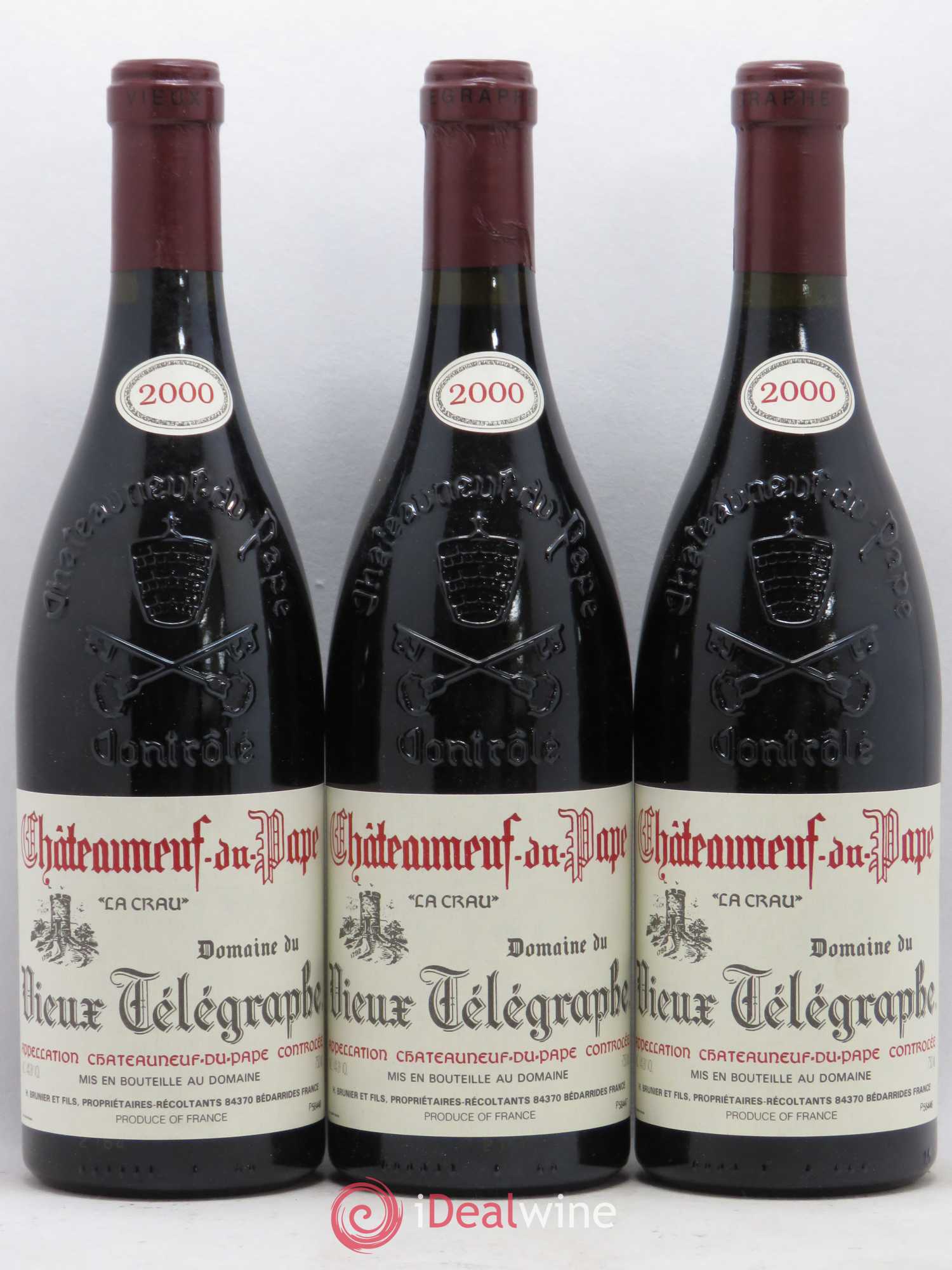 Châteauneuf-du-Pape Vieux Télégraphe (Domaine du) Vignobles Brunier 2000 - Lot de 12 bouteilles - 2