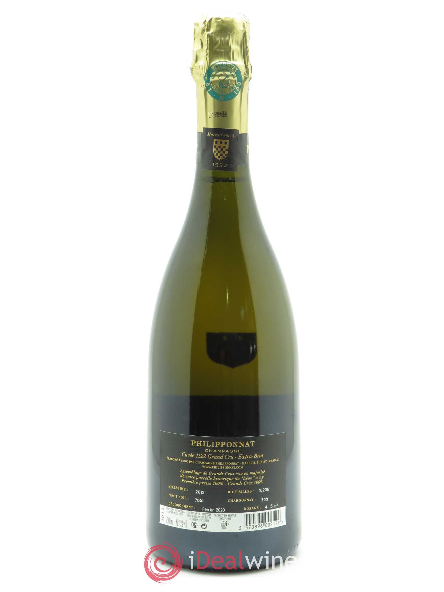 Cuvée 1522 Grand Cru Extra-Brut Philipponnat 2012 - Lot de 1 bouteille - 1