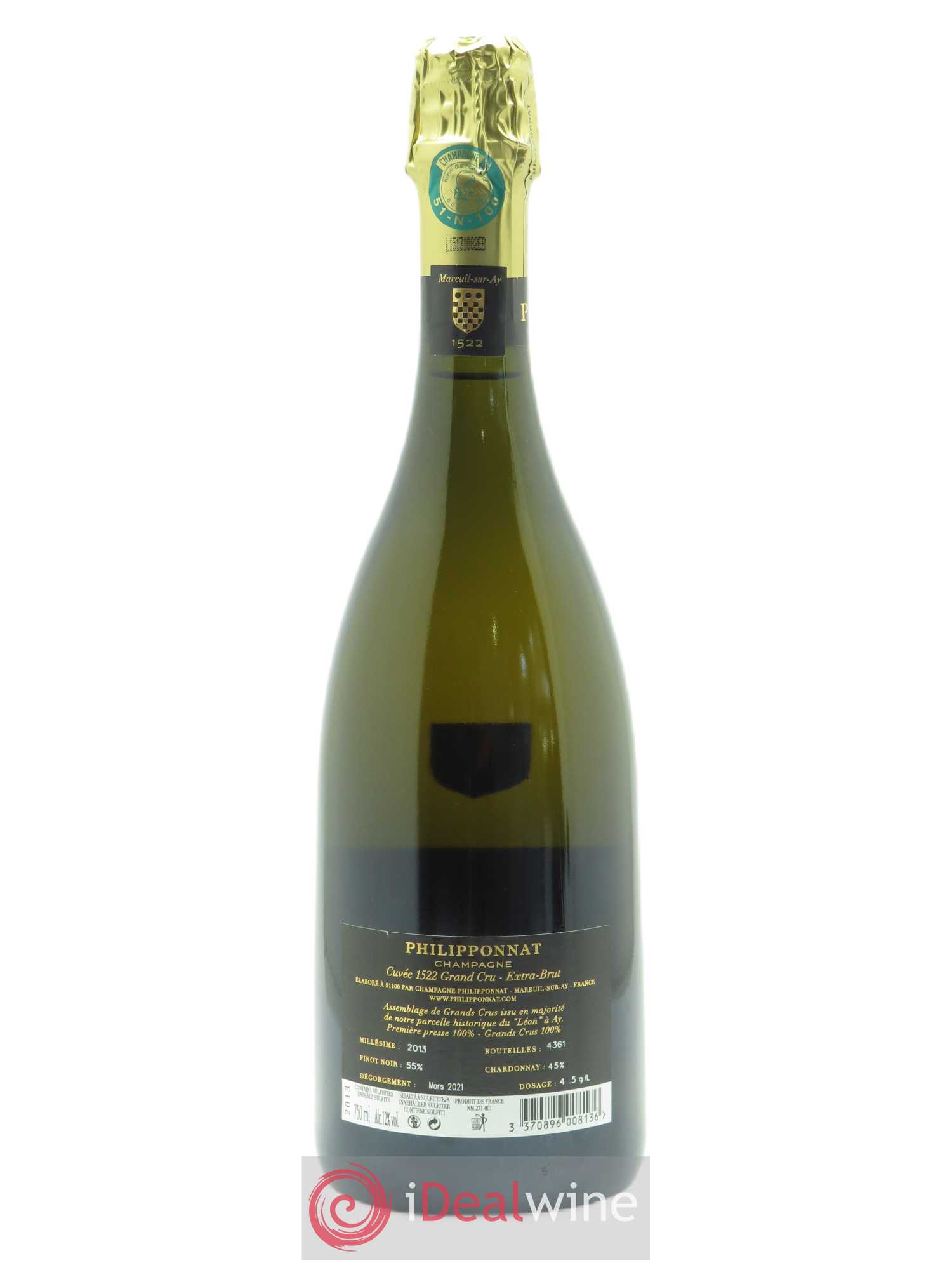 Cuvée 1522 Grand Cru Extra-Brut Philipponnat 2013 - Lot de 1 bouteille - 1