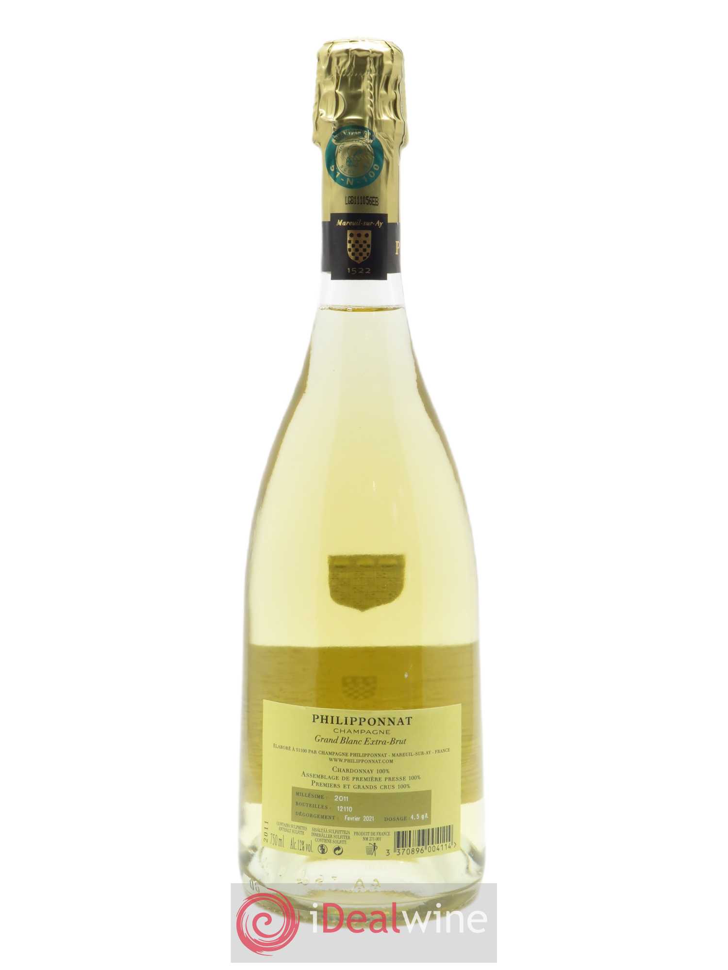 Grand Blanc Extra-Brut Philipponnat 2011 - Lot de 1 bouteille - 1