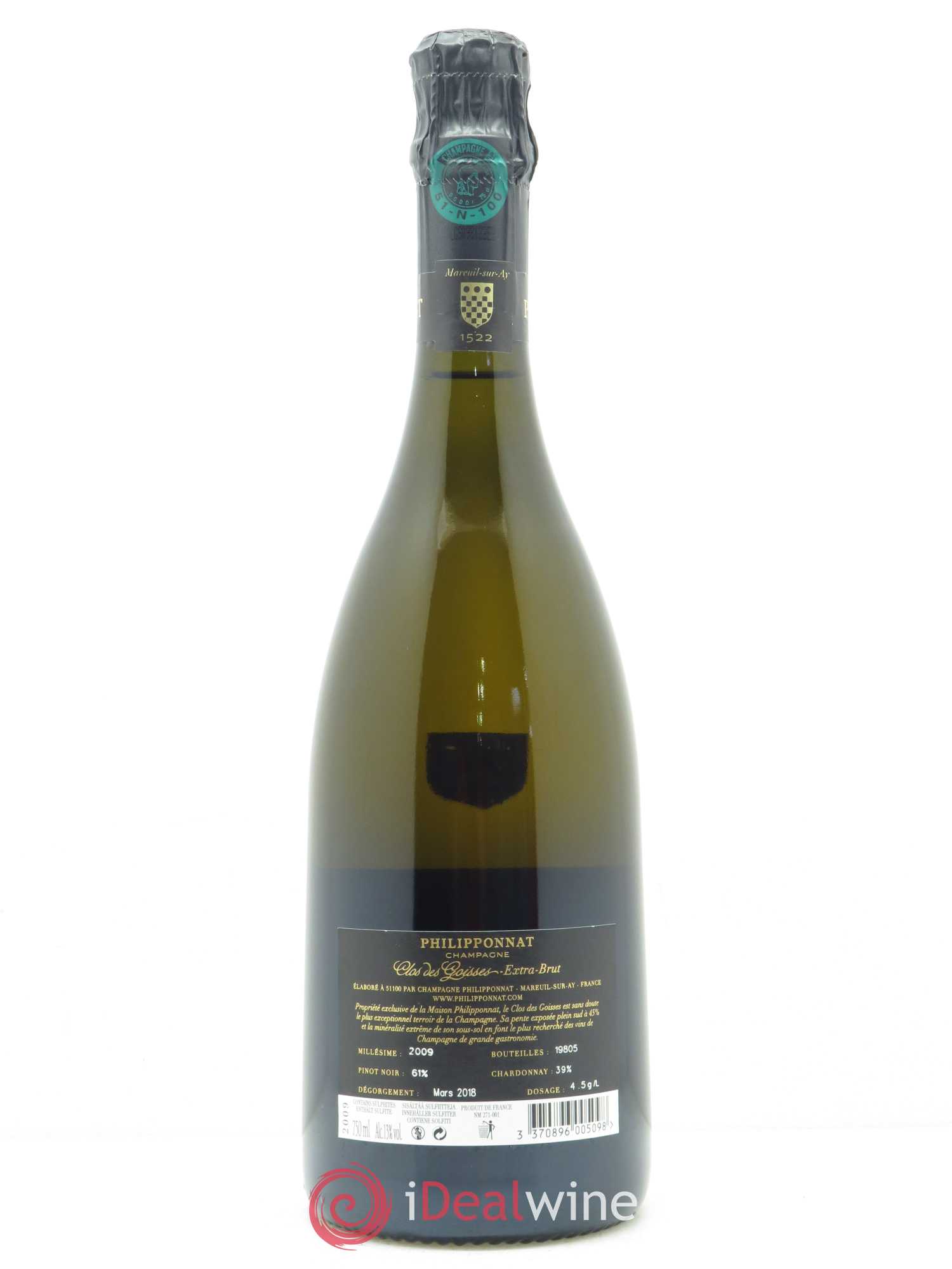 Clos des Goisses Philipponnat 2009 - Lot de 1 bouteille - 1