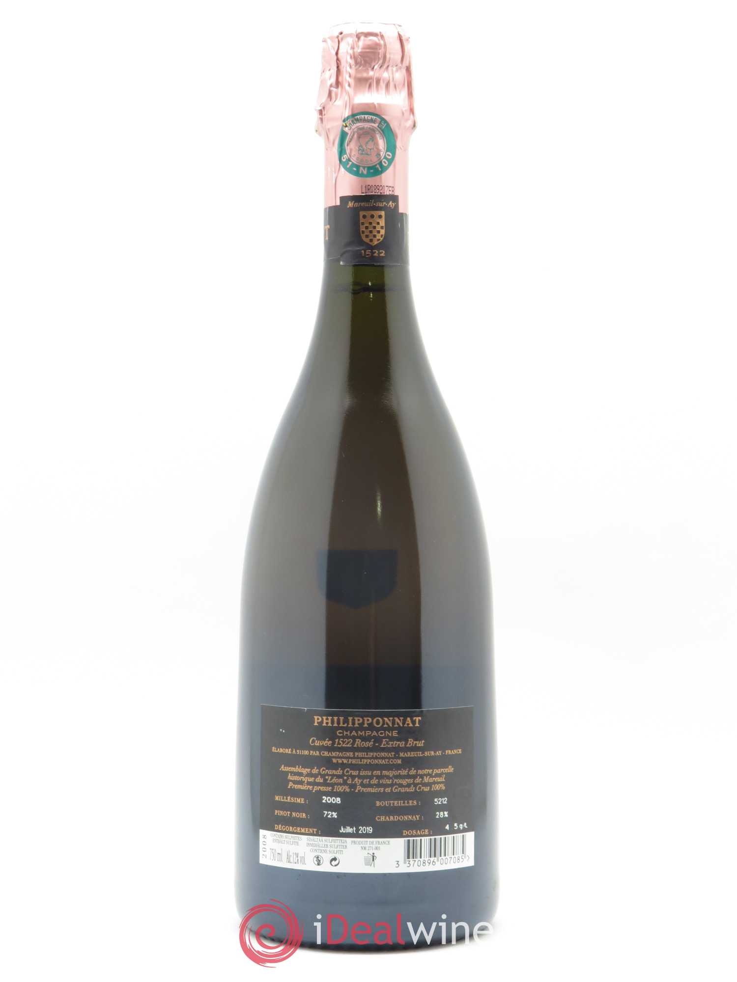 Cuvée 1522 1er Cru Brut Philipponnat 2008 - Lot de 1 bouteille - 1