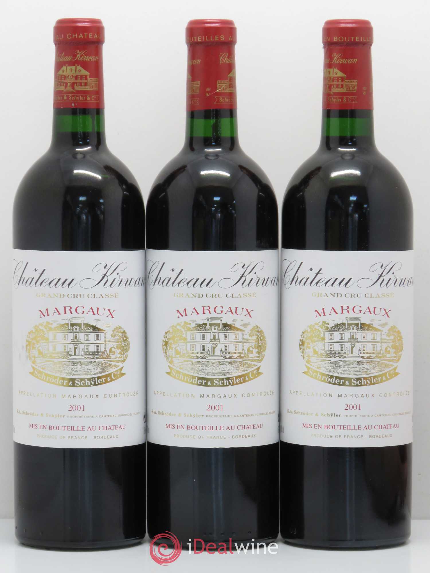 Château Kirwan 3ème Grand Cru Classé 2001 - Lot de 3 bouteilles - 0