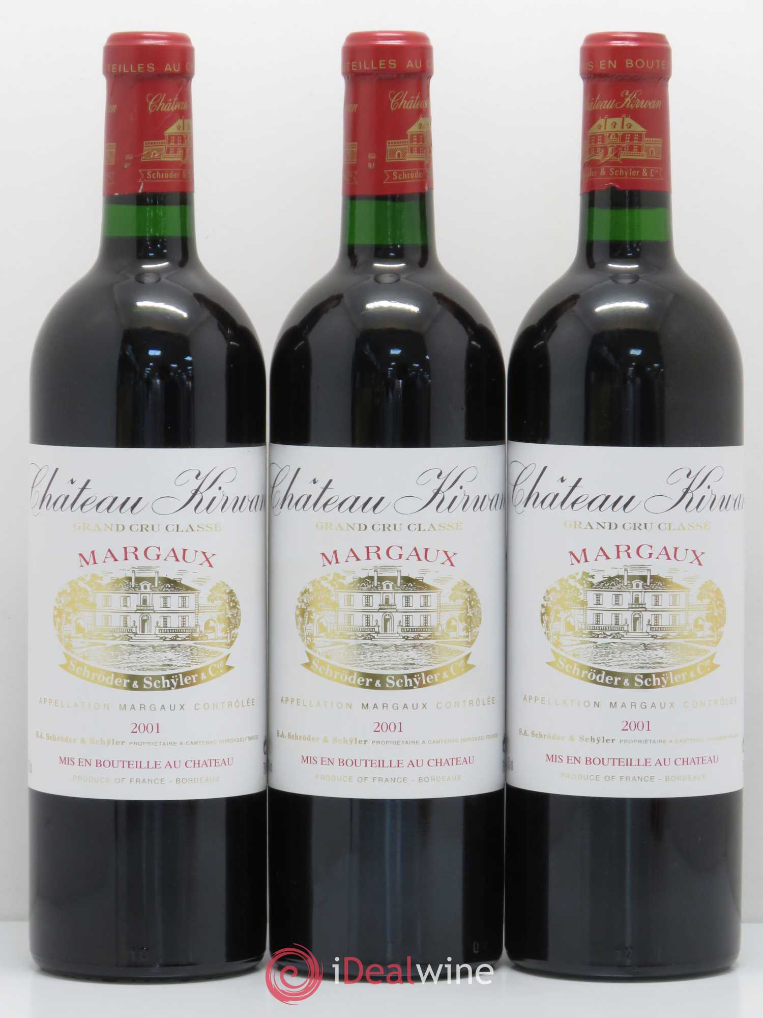 Château Kirwan 3ème Grand Cru Classé 2001 - Lot de 3 bouteilles - 0