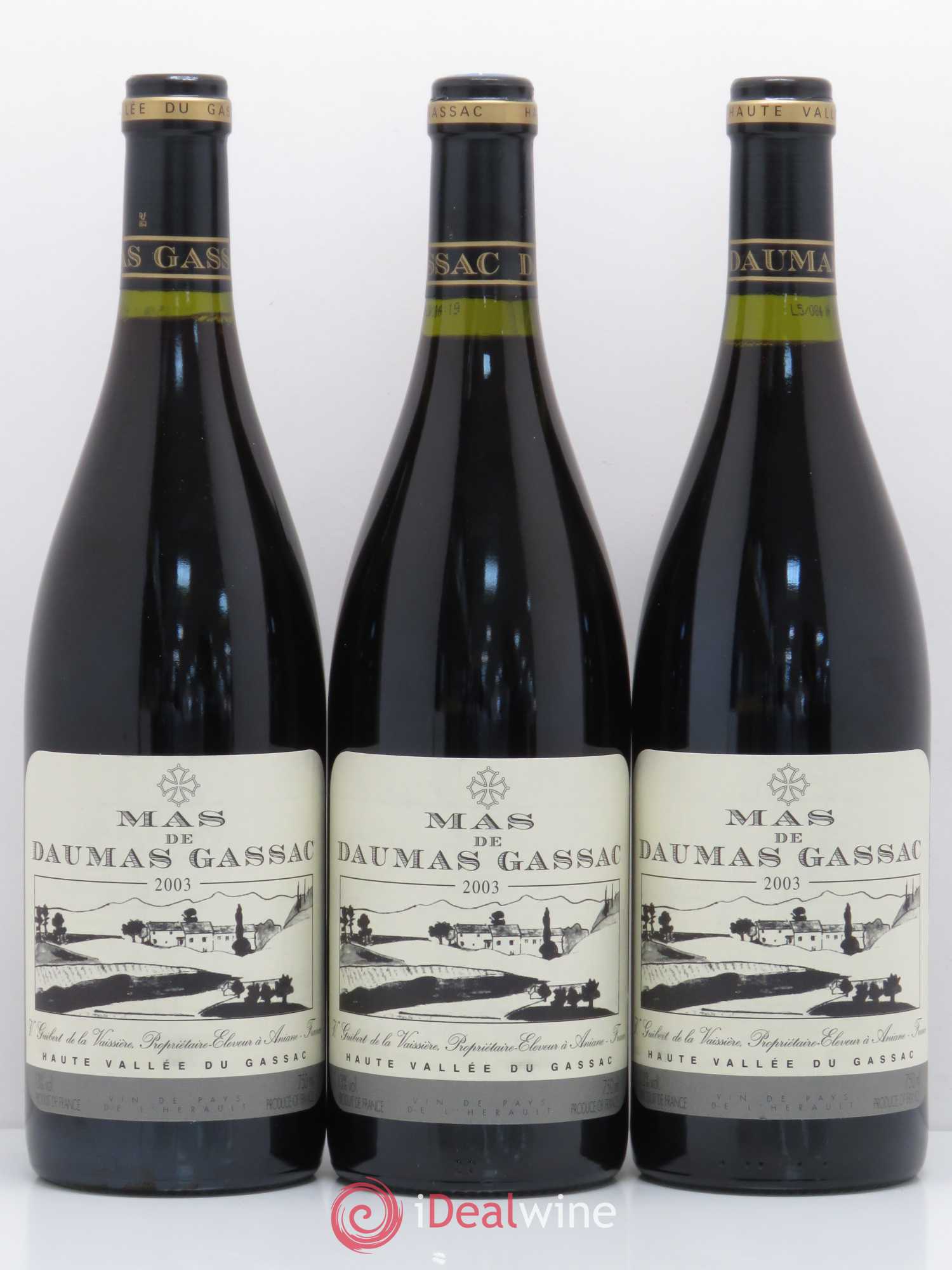 Saint-Guilhem-le-Désert - Cité d'Aniane Mas Daumas Gassac Famille Guibert de La Vaissière 2003 - Lot de 3 bouteilles - 0