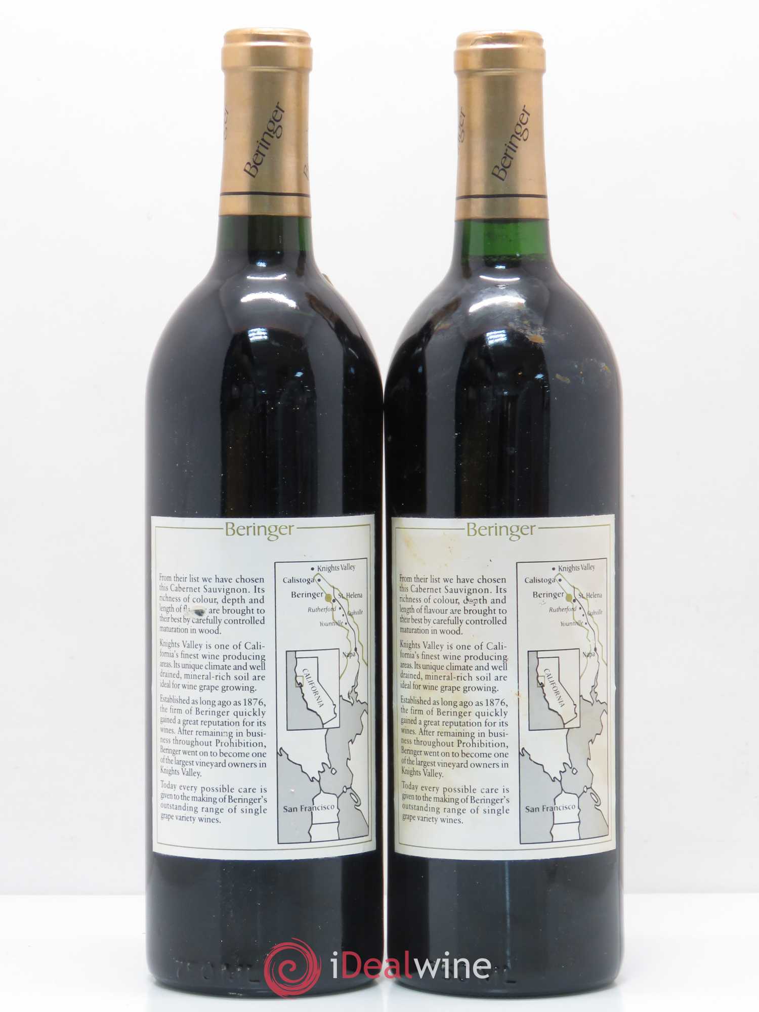 USA Californie Knights Valley Cabernet Sauvignon Beringer Vineyards 1985 - Lot de 2 bouteilles - 1
