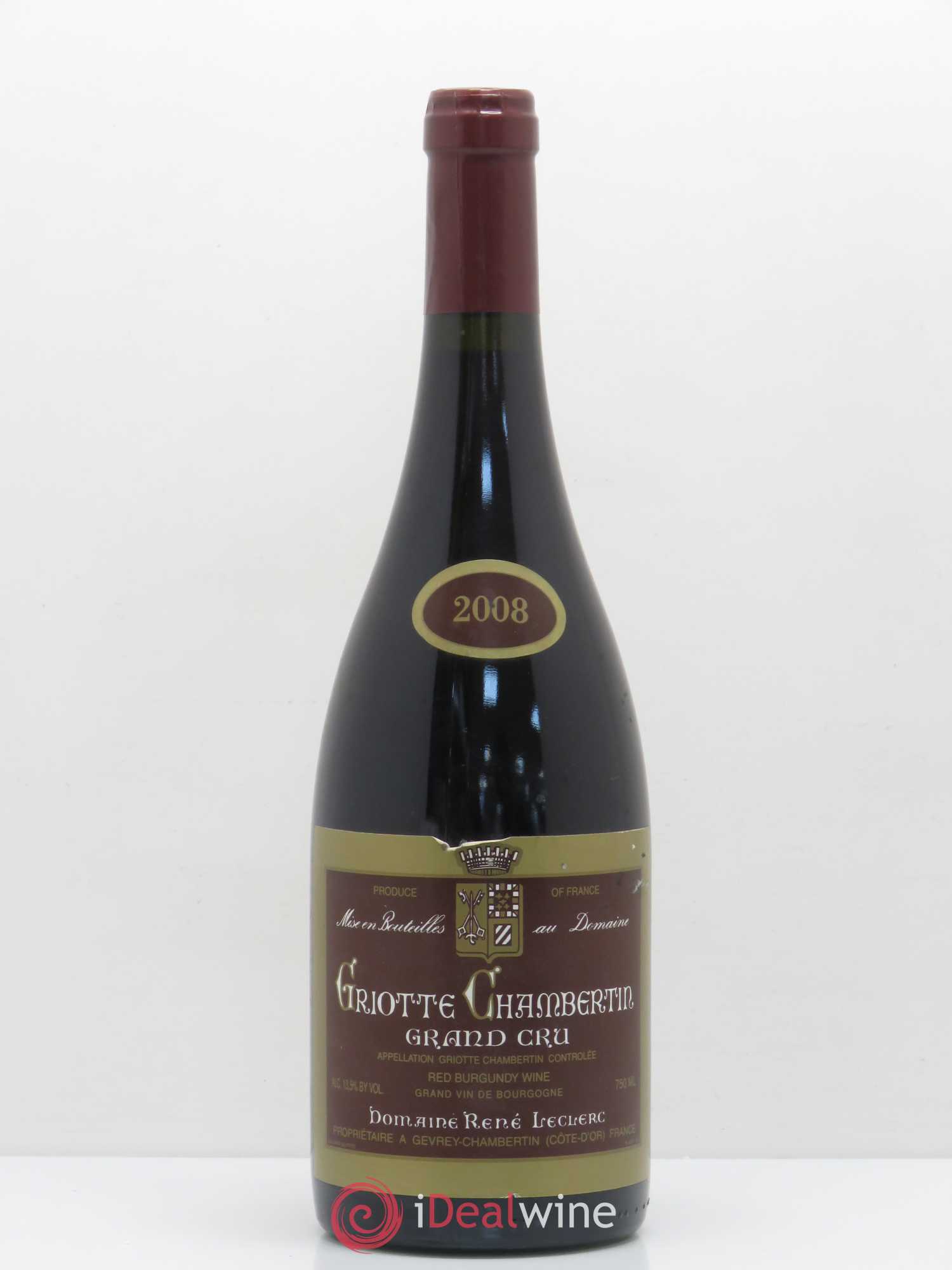 Griotte-Chambertin Grand Cru René Leclerc 2008 - Lot de 1 bouteille - 0