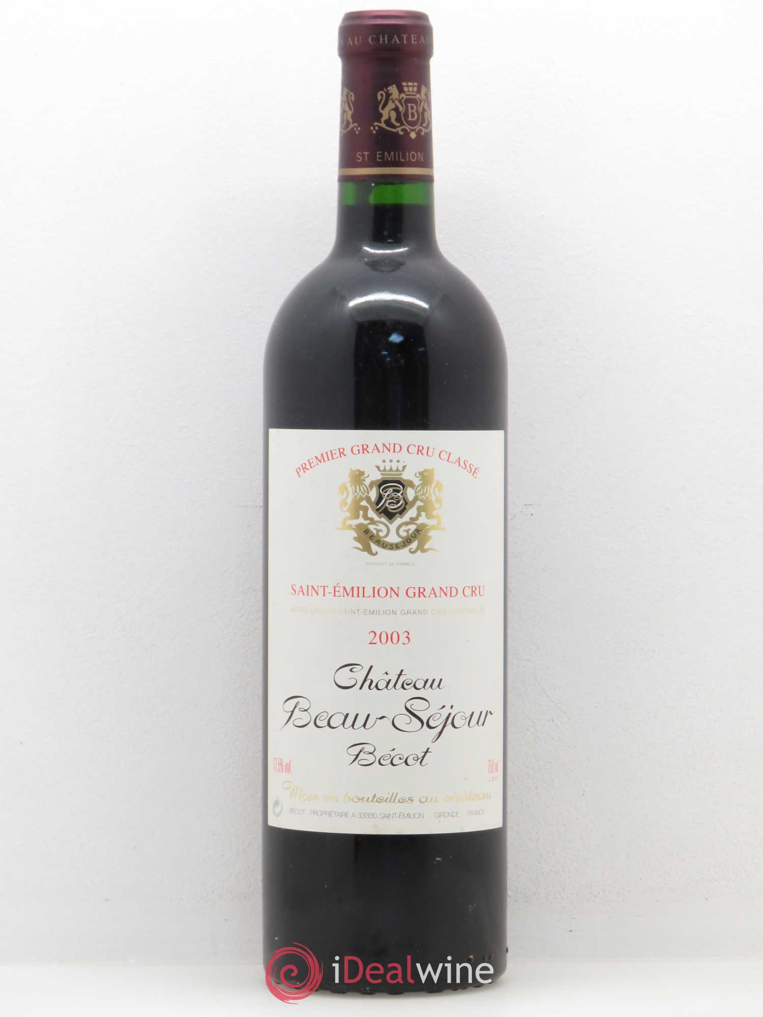 Château Beau-Séjour Bécot 1er Grand Cru Classé B 2003 - Posten von 1 Flasche - 0
