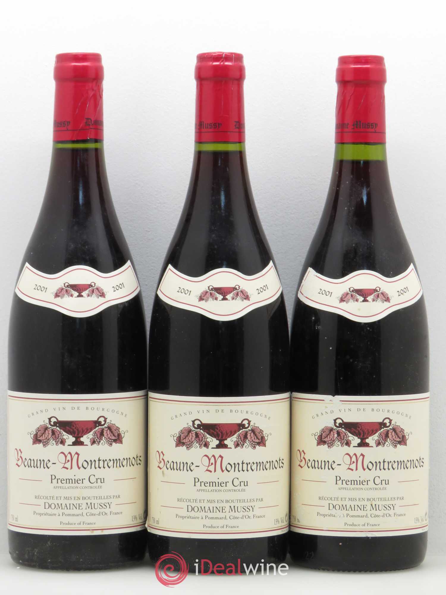 Beaune 1er Cru Montremenots Domaine Mussy 2001 - Posten von 3 Flaschen - 0
