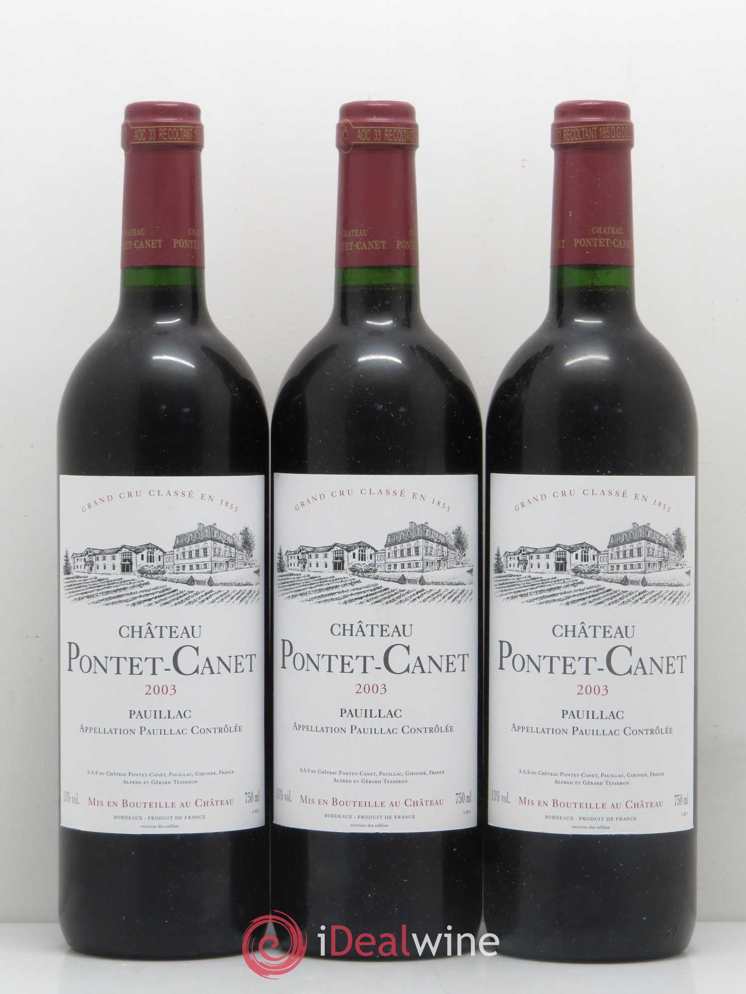 Château Pontet Canet 5ème Grand Cru Classé 2003 - Lot de 6 bouteilles - 1