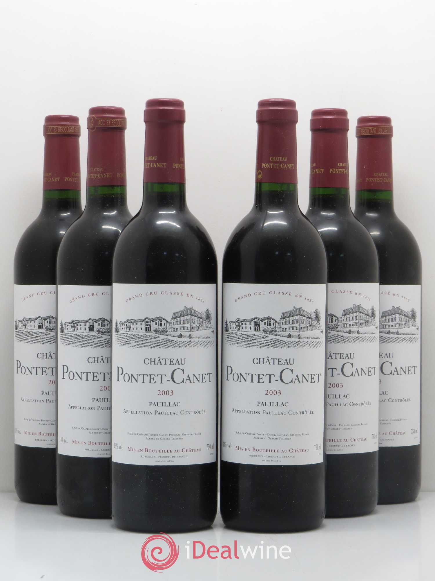 Château Pontet Canet 5ème Grand Cru Classé 2003 - Lot de 6 bouteilles - 0