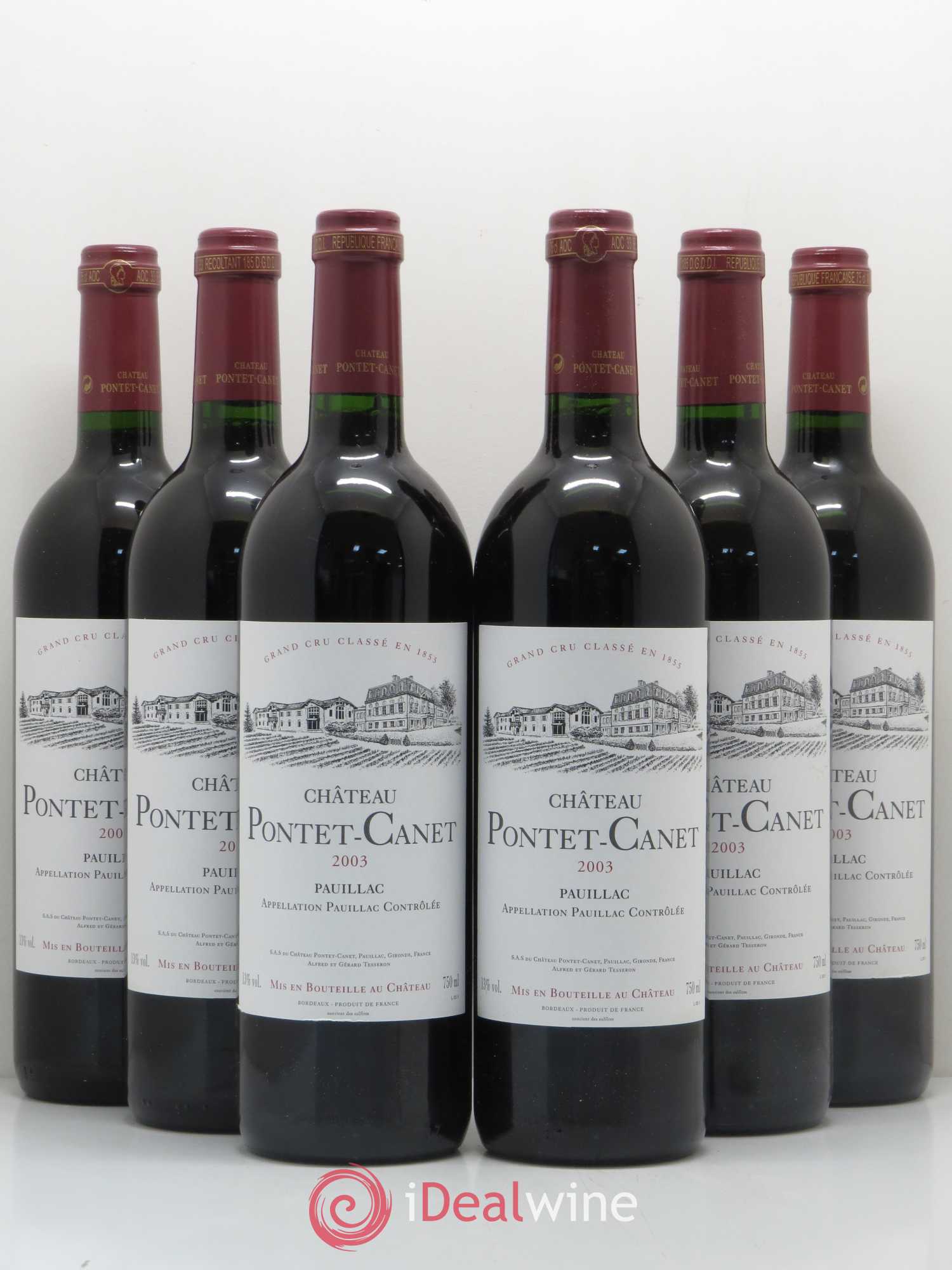 Château Pontet Canet 5ème Grand Cru Classé 2003 - Lot de 6 bouteilles - 0