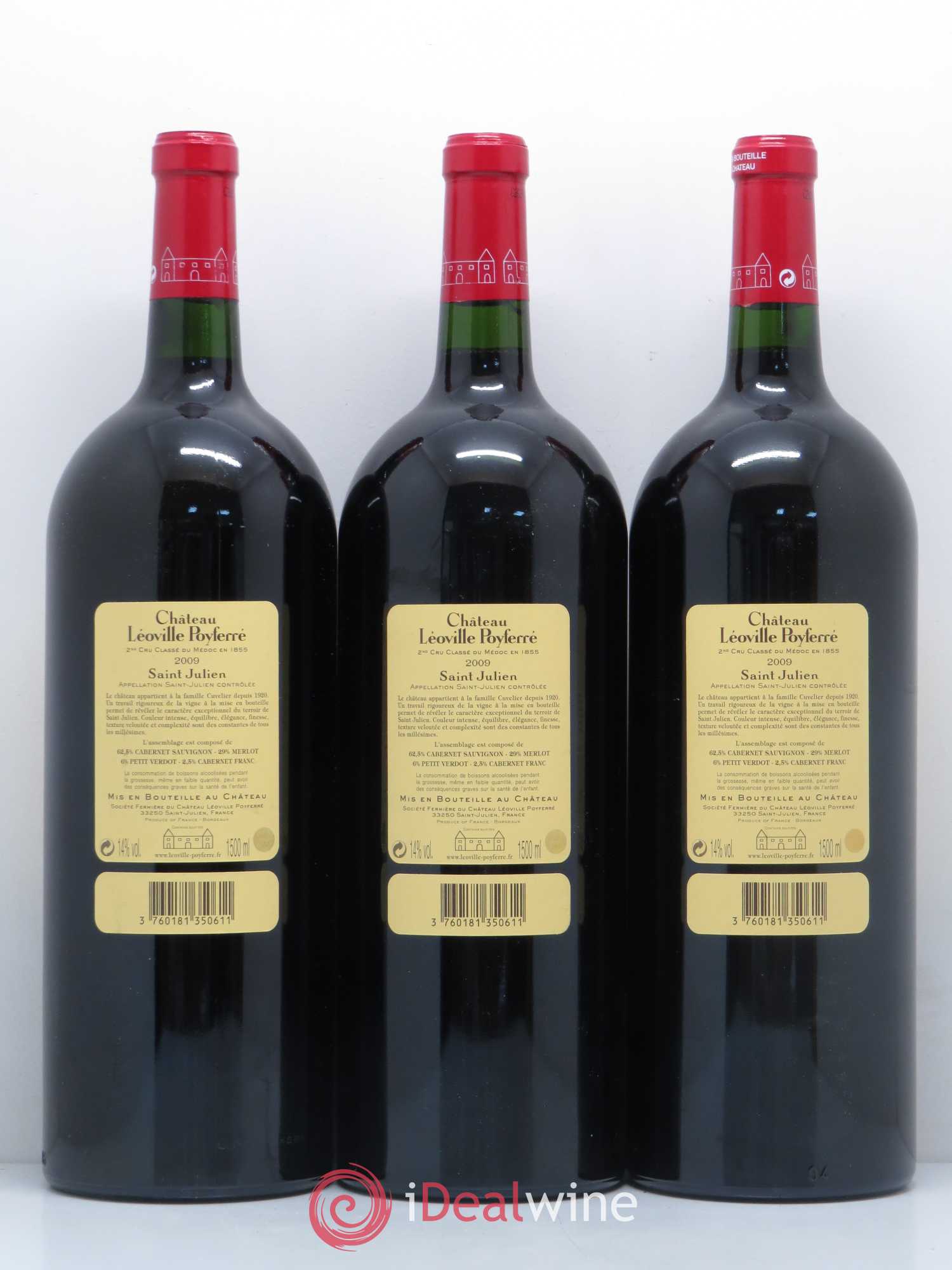 Château Léoville Poyferré 2ème Grand Cru Classé 2009 - Lot de 3 magnums - 1