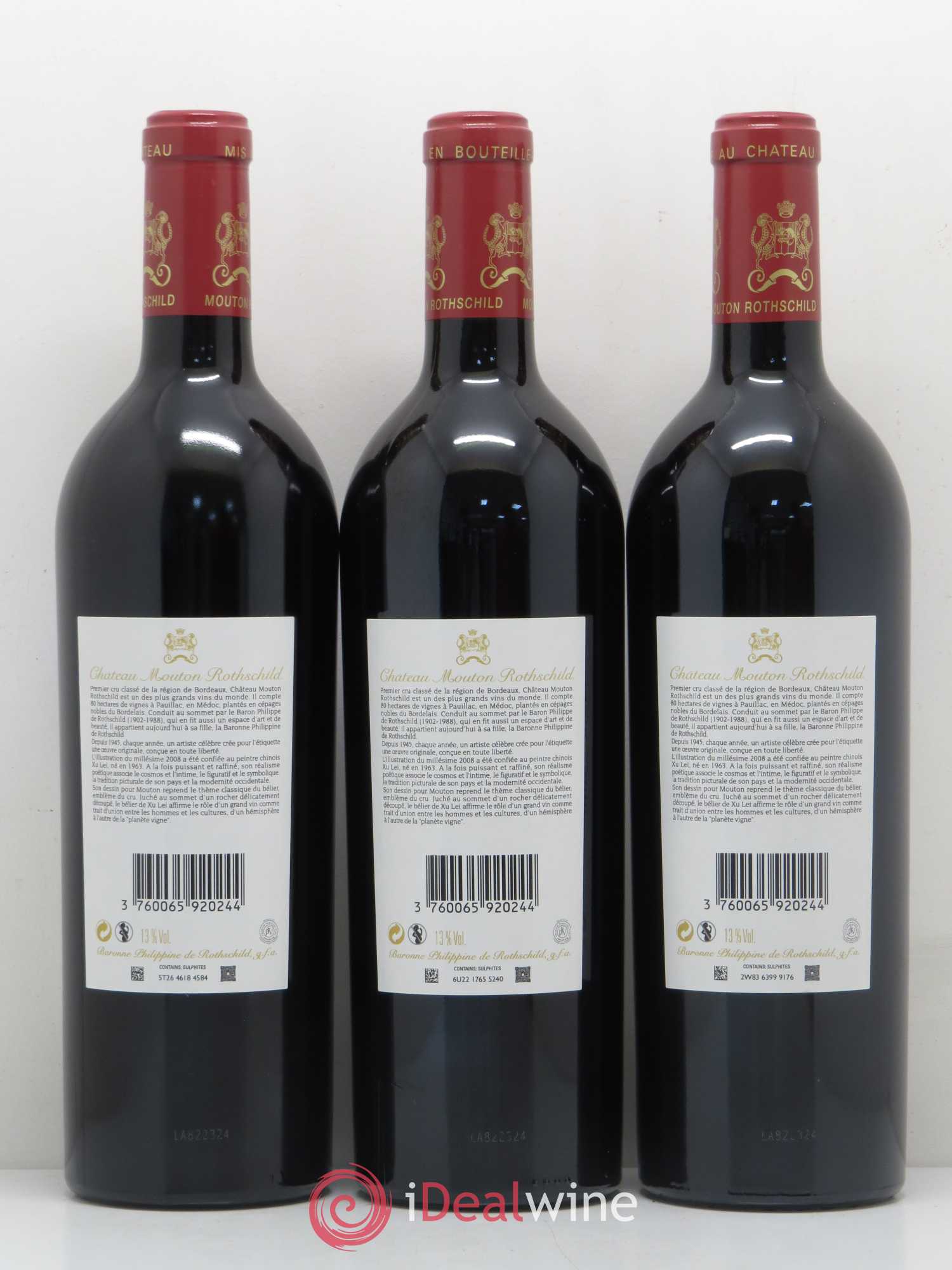 Château Mouton Rothschild 1er Grand Cru Classé 2008 - Lot de 3 bouteilles - 1