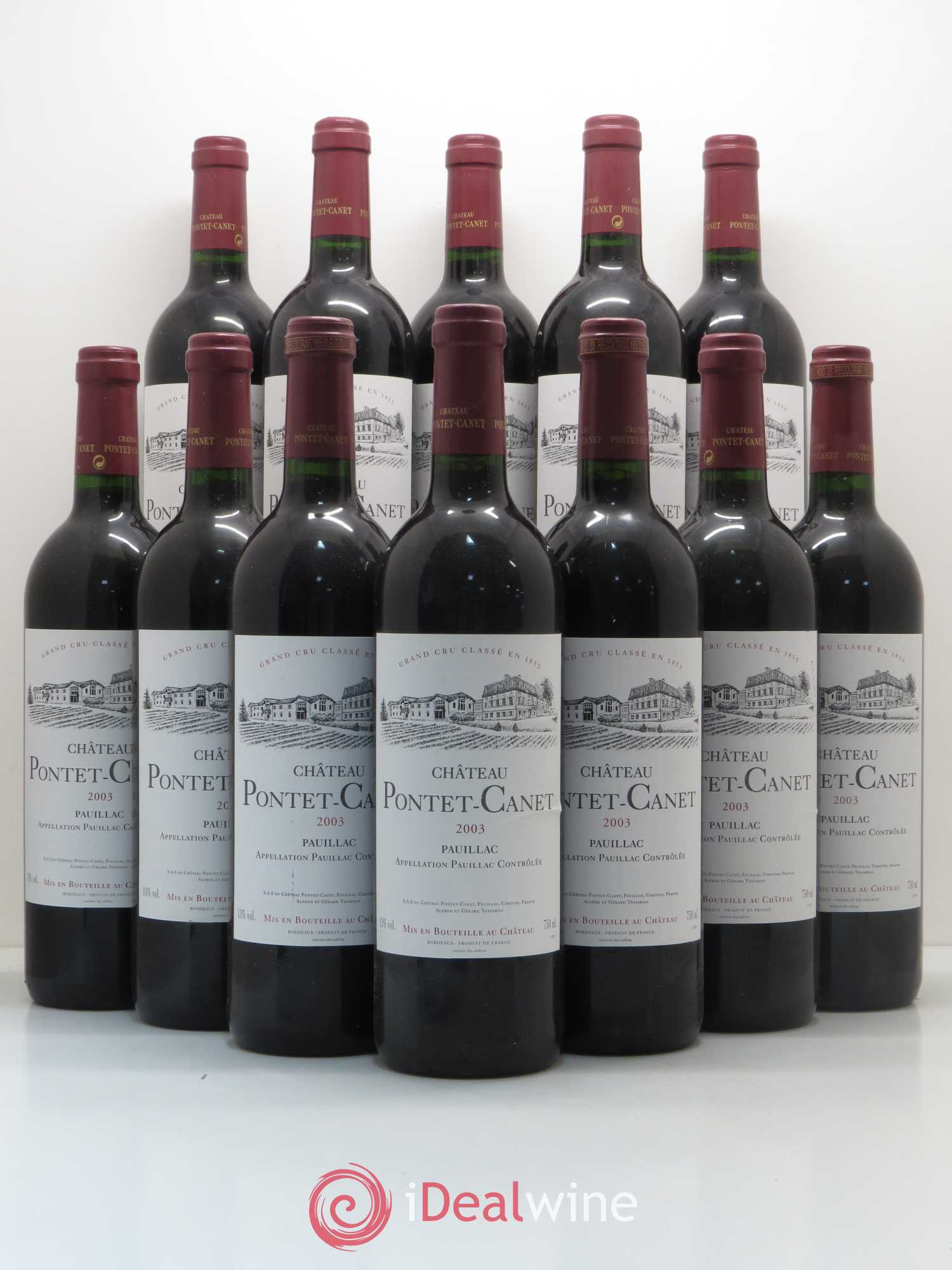 Château Pontet Canet 5ème Grand Cru Classé 2003 - Lot de 12 bouteilles - 0